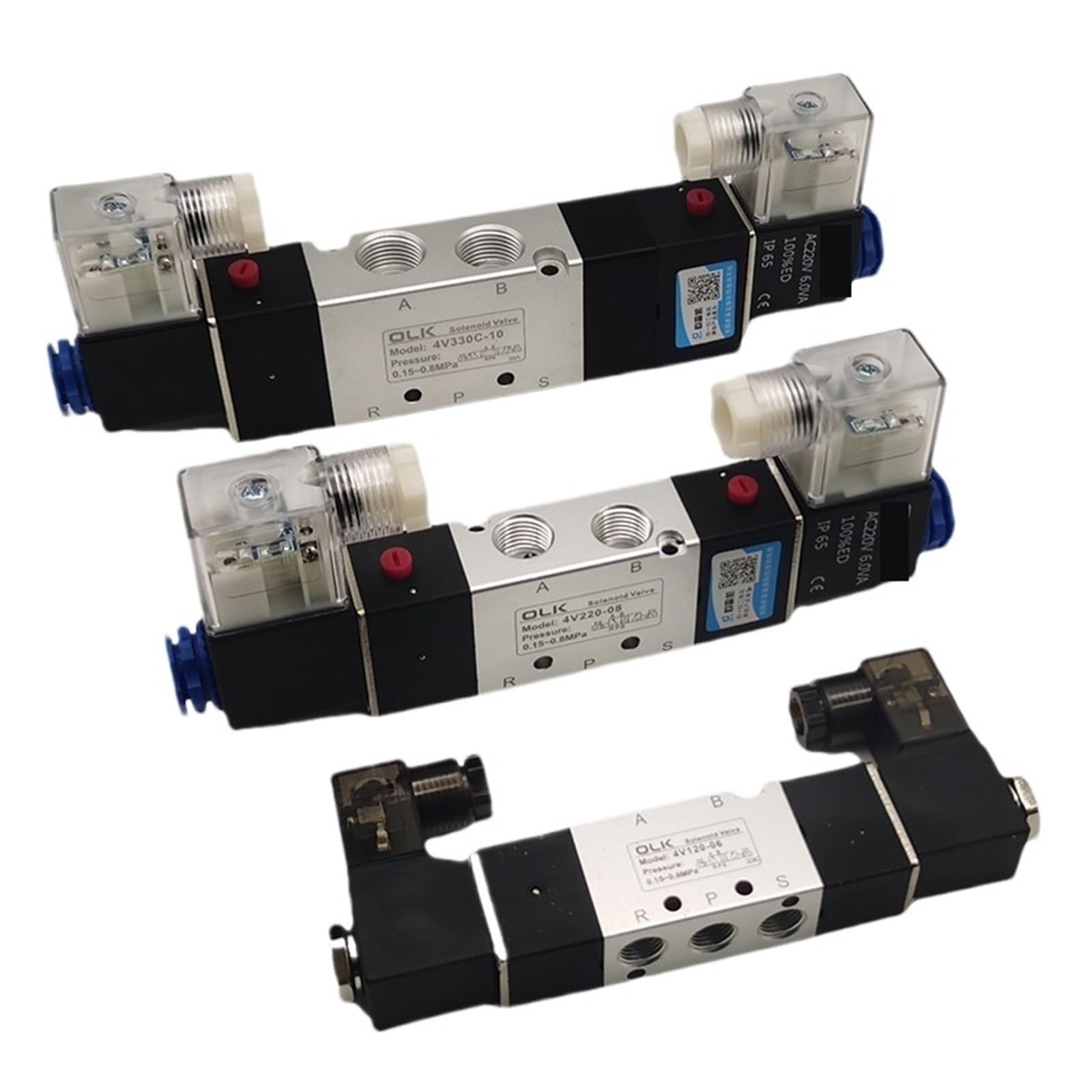 Válvula solenoide 2 posiciones 5 puertos 4V320-10 AC220V doble bobina