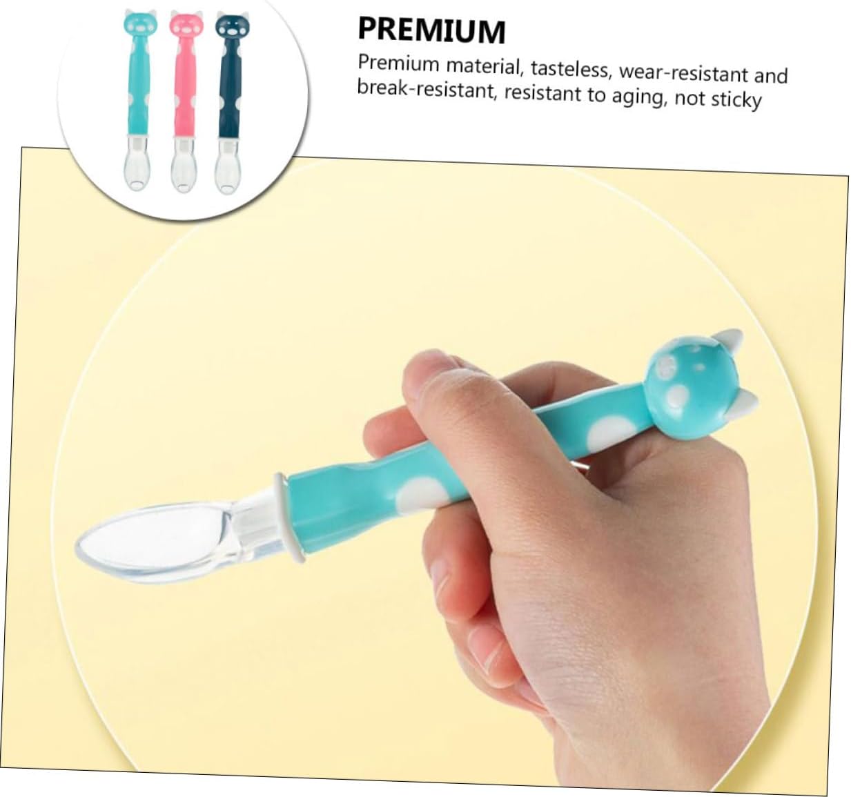 3Pcs Silicone Training Spoons for Newborns Soft Flexible Utensils with Teething Texture Feeding Tools in Pink Green for -feeding and Motor Skill Development