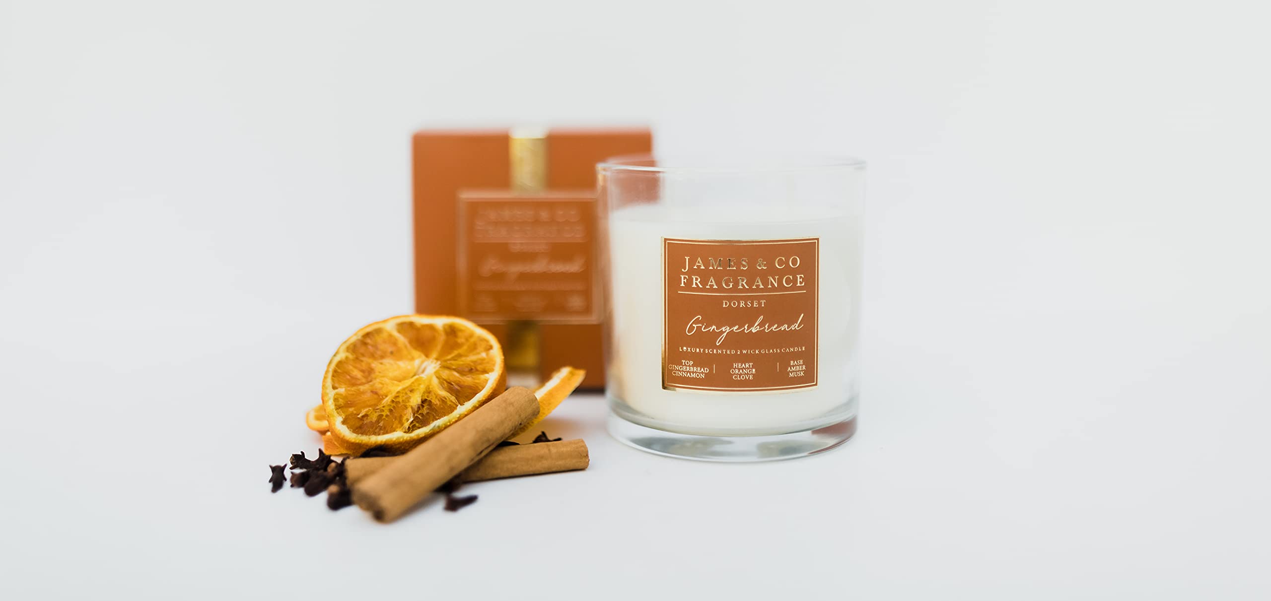 James & Co Fragrance Christmas Gingerbread 9oz Natural Scented Glass Candle - Up to 35 Hours Burn Time