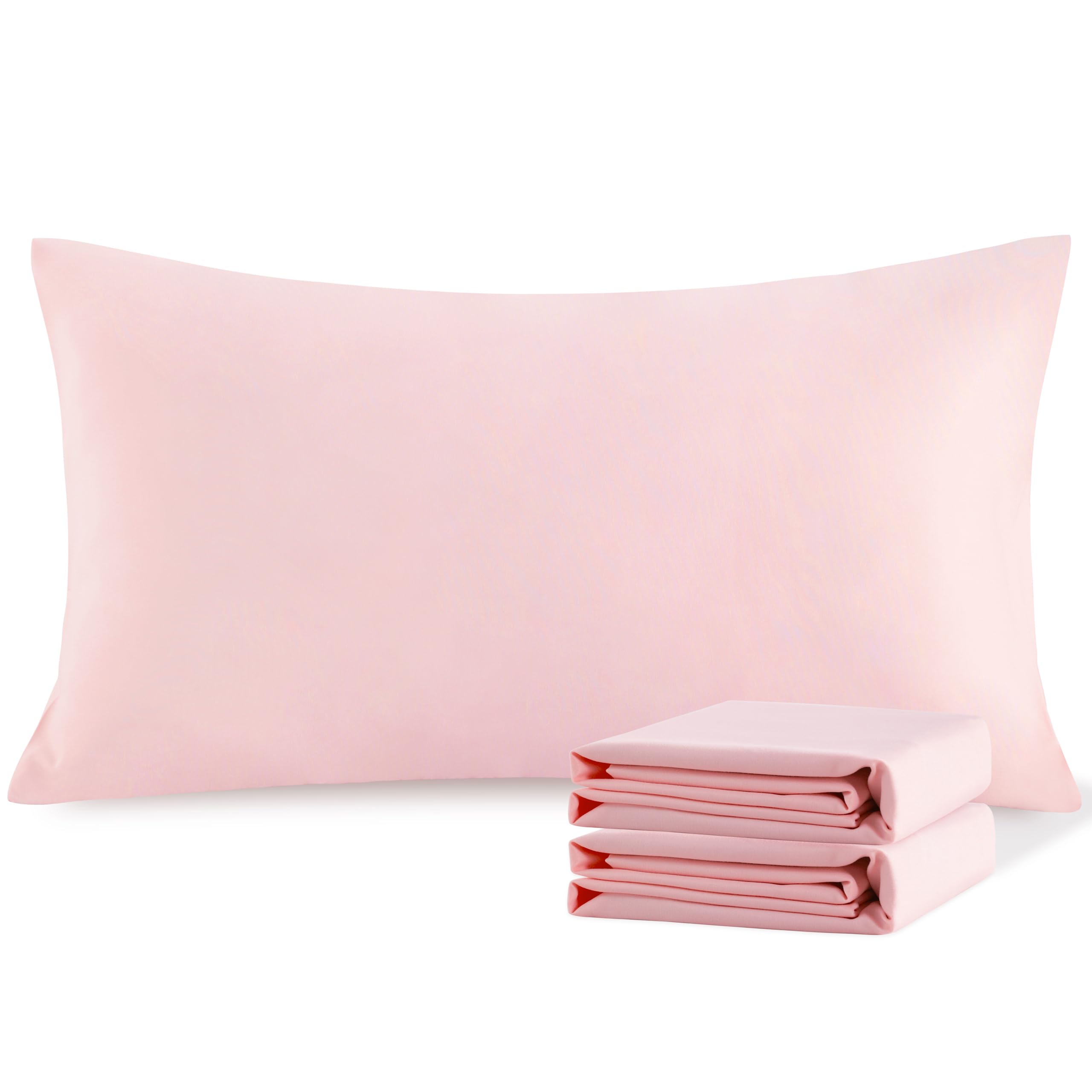 NTBAY King Pillowcase Set - 2 Pack Brushed Microfiber 20x40 Pillowcases - Soft, Wrinkle-Free, Fade-Resistant, Stain-Resistant, Blush Pink Pillowcases with Envelope Closure - 20x40 Inches, Blush Pink