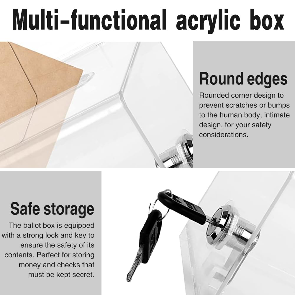 Scatola Donazioni Trasparente HMF 25x25cm - Urna Elettorale Con Chiave - Foto 8