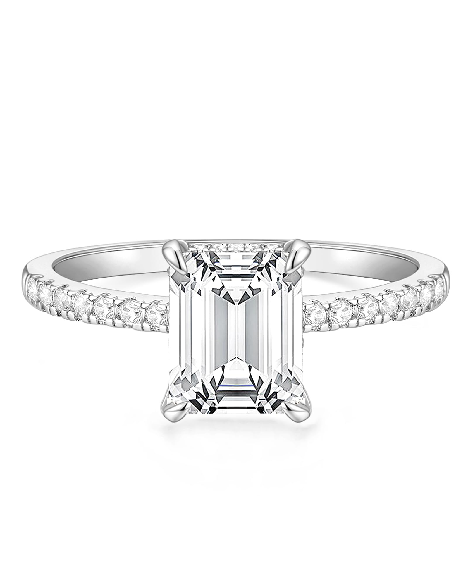TIGRADE 3CT Engagement Ring for Women Emerald Cut Cubic Zirconia Wedding Band CZ Promise Wedding Ring Size 4-11