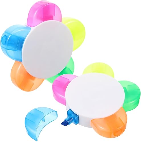 STOBOK 2 marcadores resaltadores para niños, rotulador fluorescente, suministros de escritura, papelería, rotulador de pétalos, multicolor, plástico