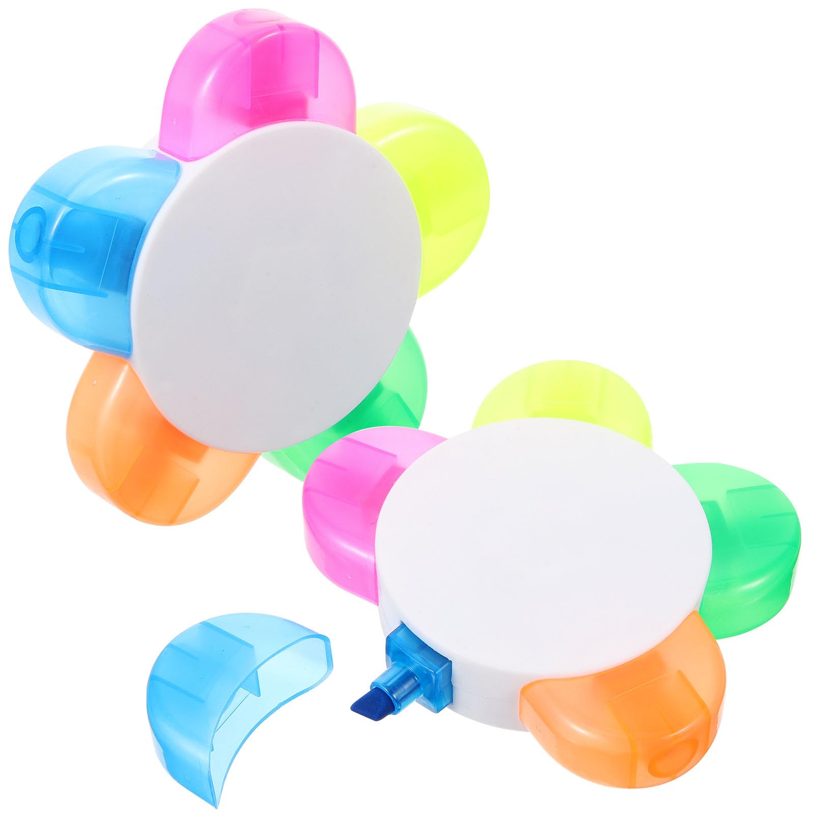 STOBOK 2 Pcs Highlighter Markers for Kids, Marker Pen Writing Supplies Fluorescent Pen Students Stationery Petal Marker Multicolor Child Plastic for