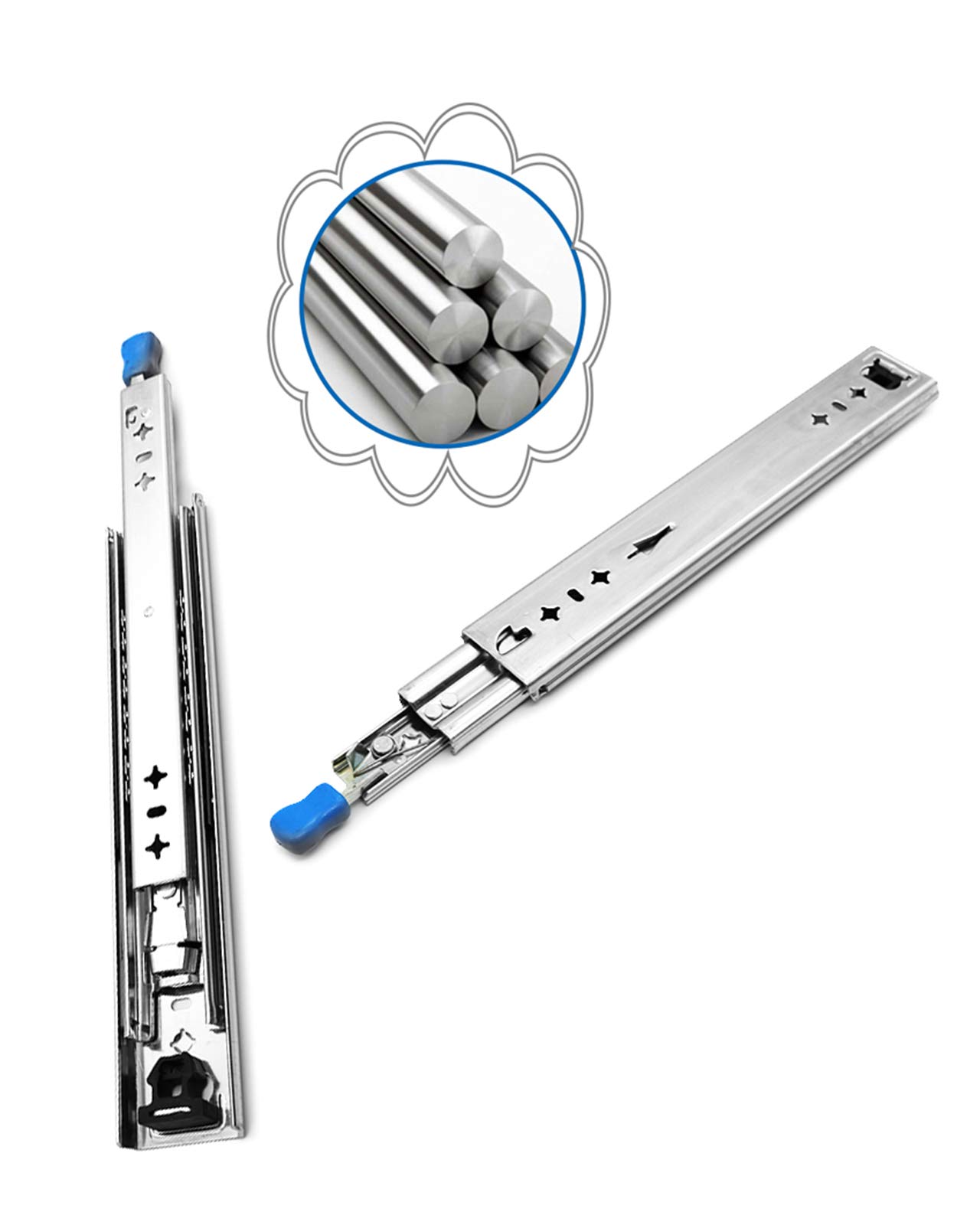 Guide pour tiroir lourd avec glissières latérales FullBead Der Slide capacité de charge 120 kg