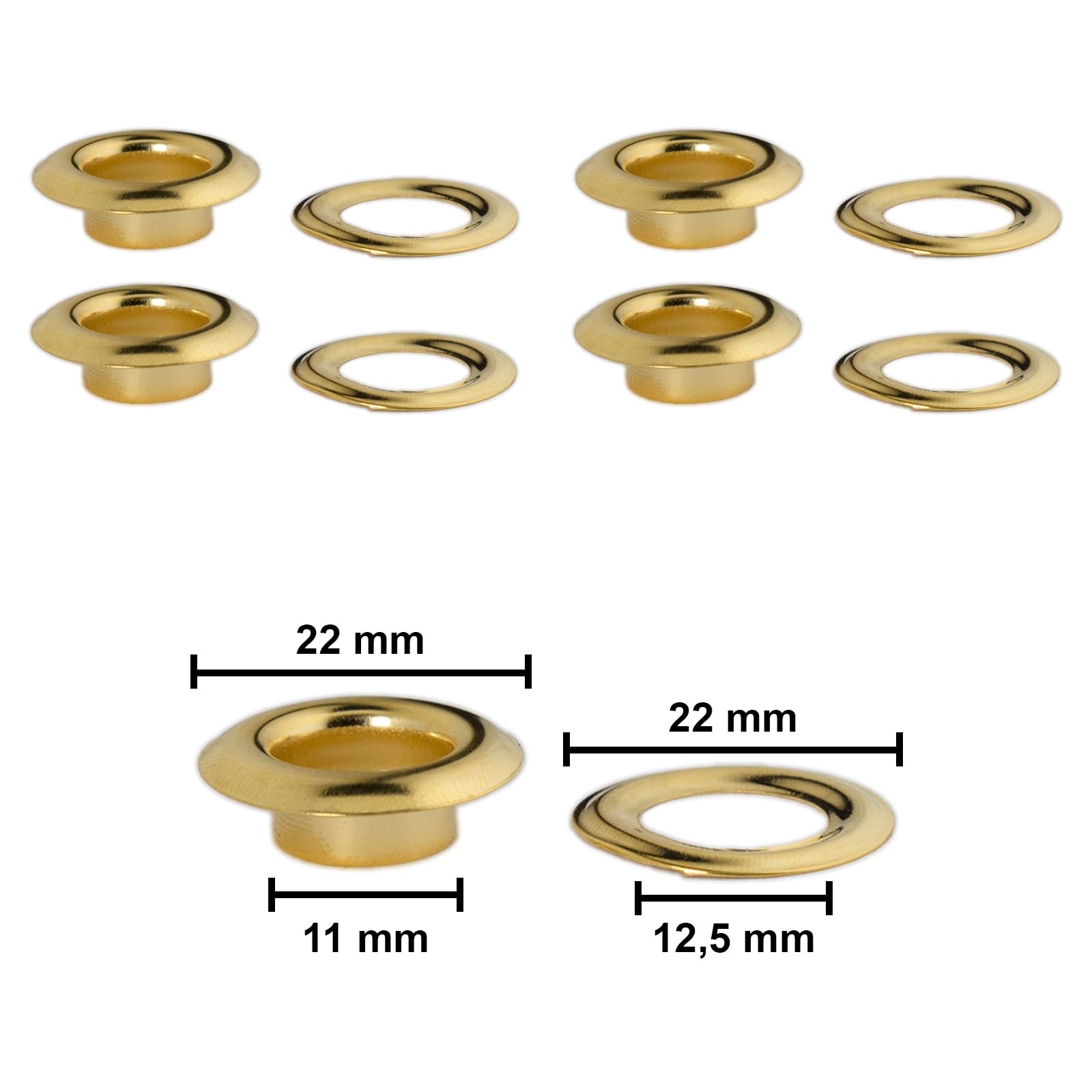 CATTANEO 20 Occhielli a vela LUX in ferro – Finitura galvanica – Per borse, cinture, tende e progetti fai da te – Made in Italy