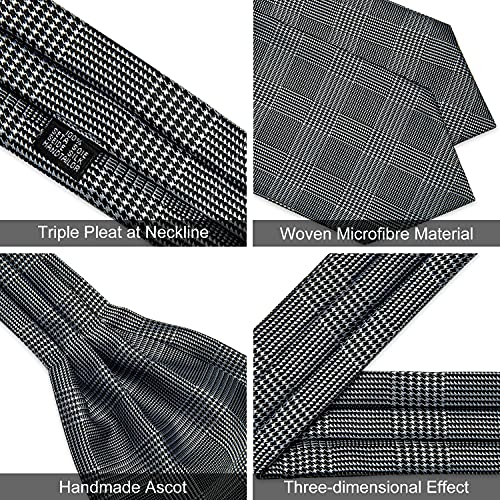 Image of DiBanGu Mens Silk Ascot Ties Paisley Jacquard Woven Cravat and Pocket Square Cufflinks with Lapel Pin for Business Wedding