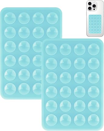 Yojaro 2 Pack Silicone Suction Phone Case Mount, Silicon Adhesive Smartphones Stand Sticky, Non Slip Suction Cup, Hands-Free Phone Accessories Holder for Selfies and Videos Light Blue