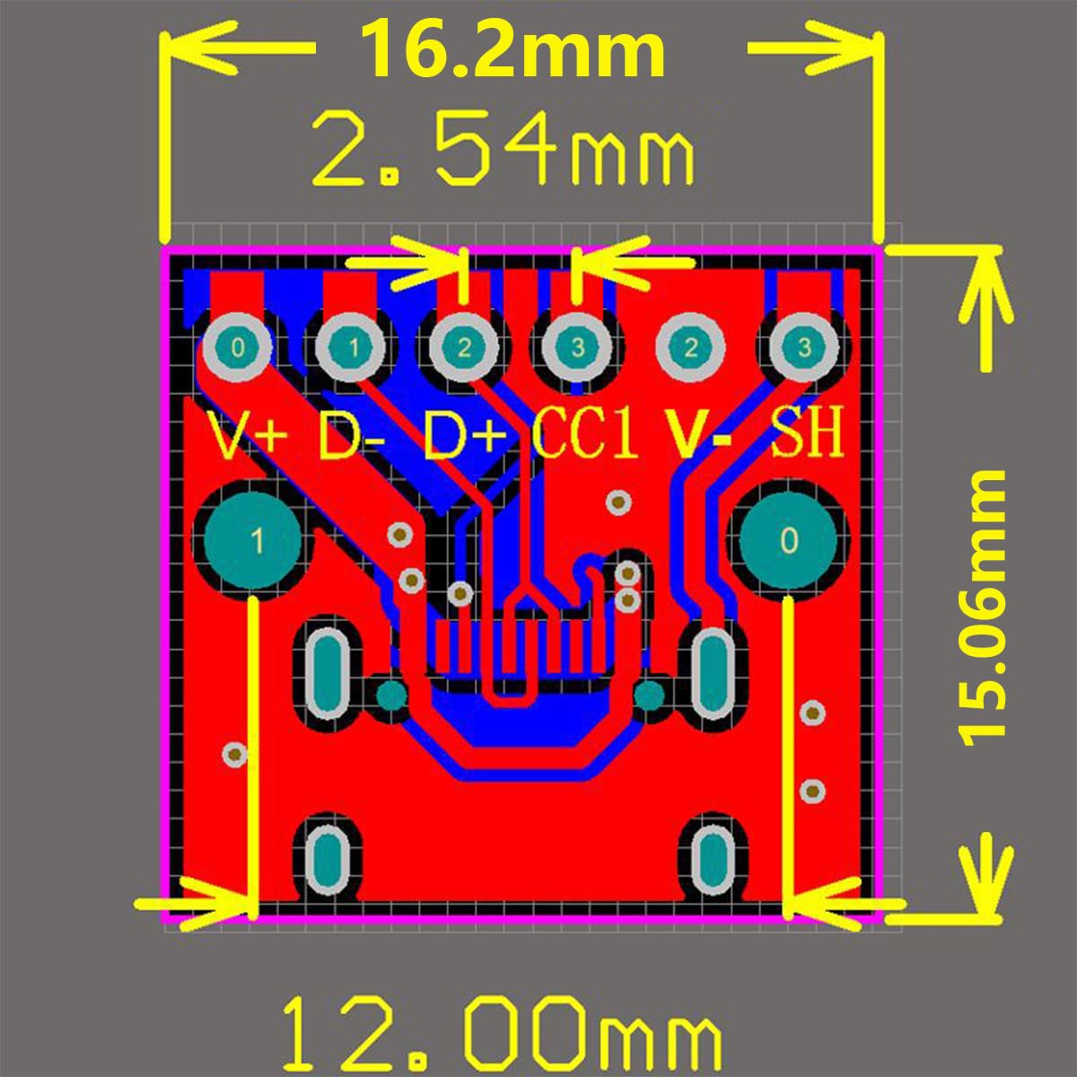 10 connettori USB tipo C femmina da 16 pin a 6P DIP, USB3.1 passo 2,54 mm PCB scheda convertitore con pin header