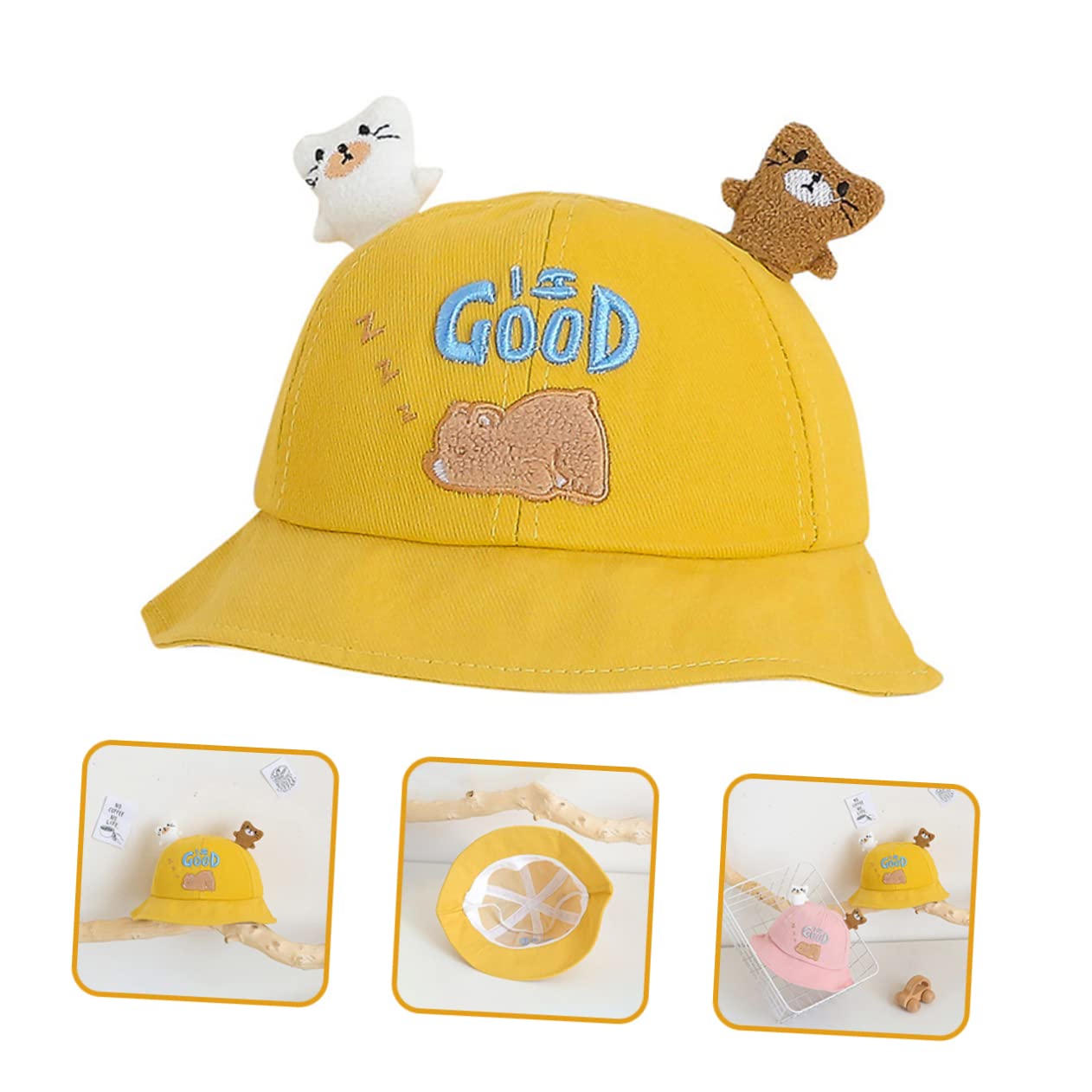 VALICLUD Fischerhut Für Eimerhut Für Kleinkind-Bucket-hüte Für Mädchen -Strandhut Mädchen Hut Kindermütze Fischerhut Für Hüte Yellow Baumwolle