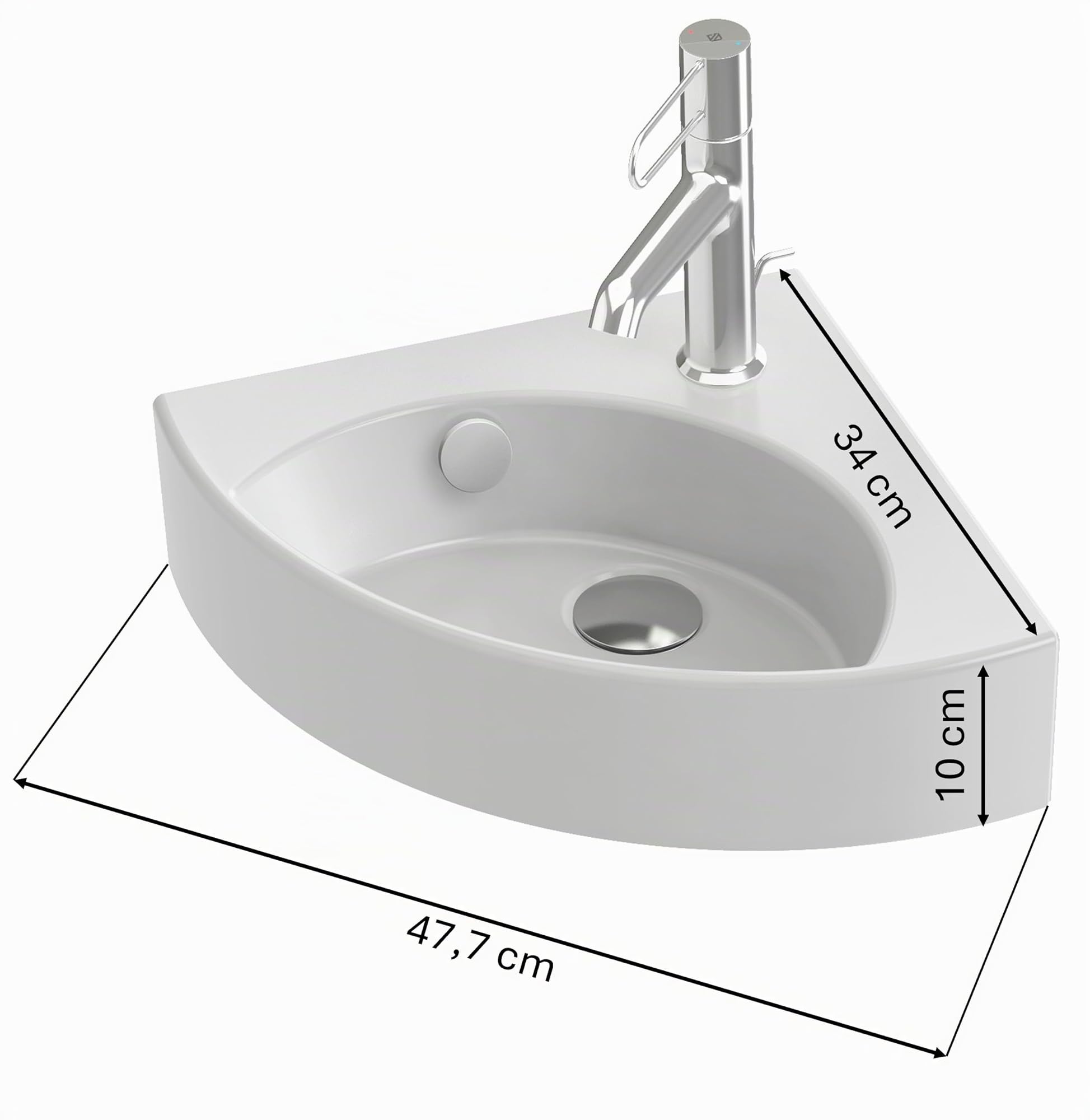 JACOB DELAFON Lave-mains d'angle d'angle Facile à nettoyer et à entretenir Un trou central pour robinetterie ODEON RIVE GAUCHE EGP112-00