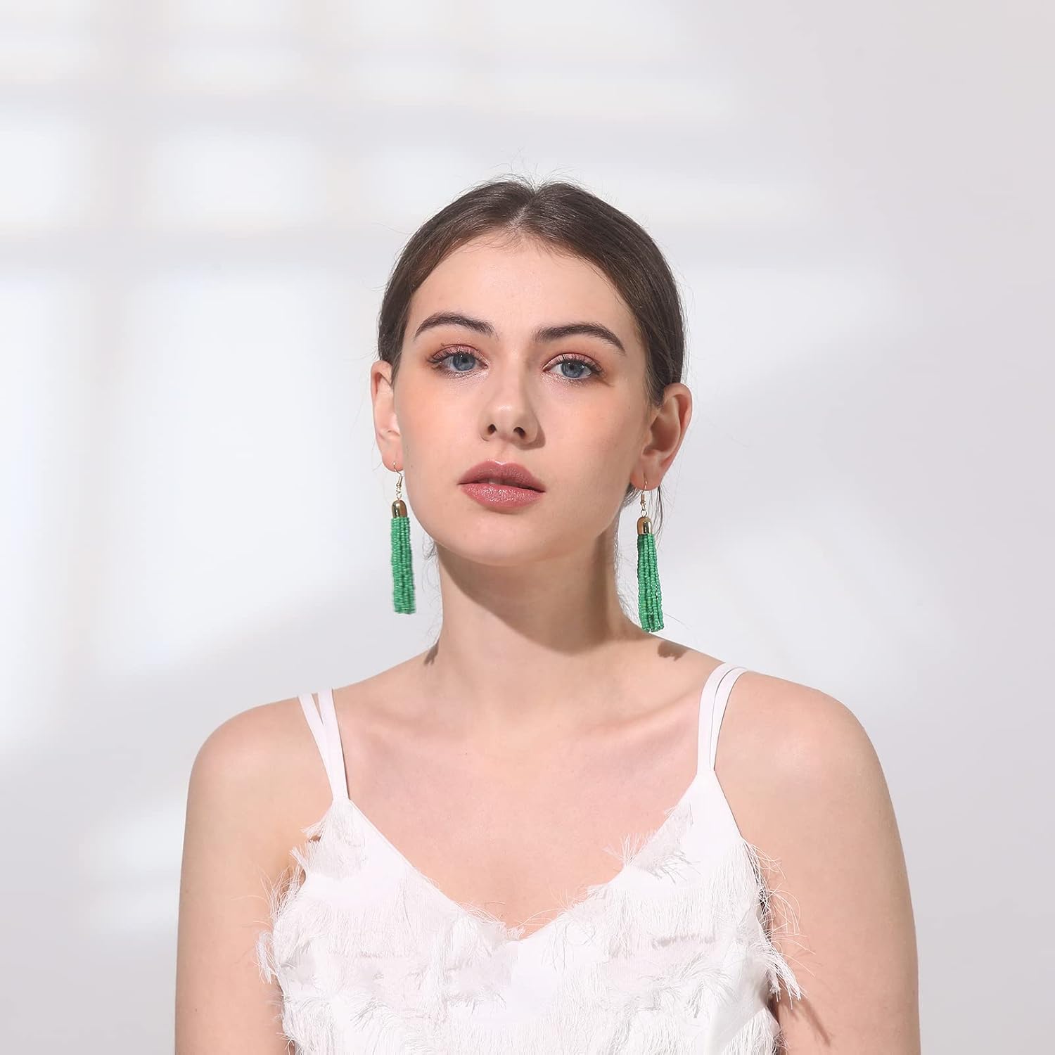 Handmade Beaded Tassel Earrings - Boho Drop Fringe Earrings for Women, Native American Indian Earrings - Image 2