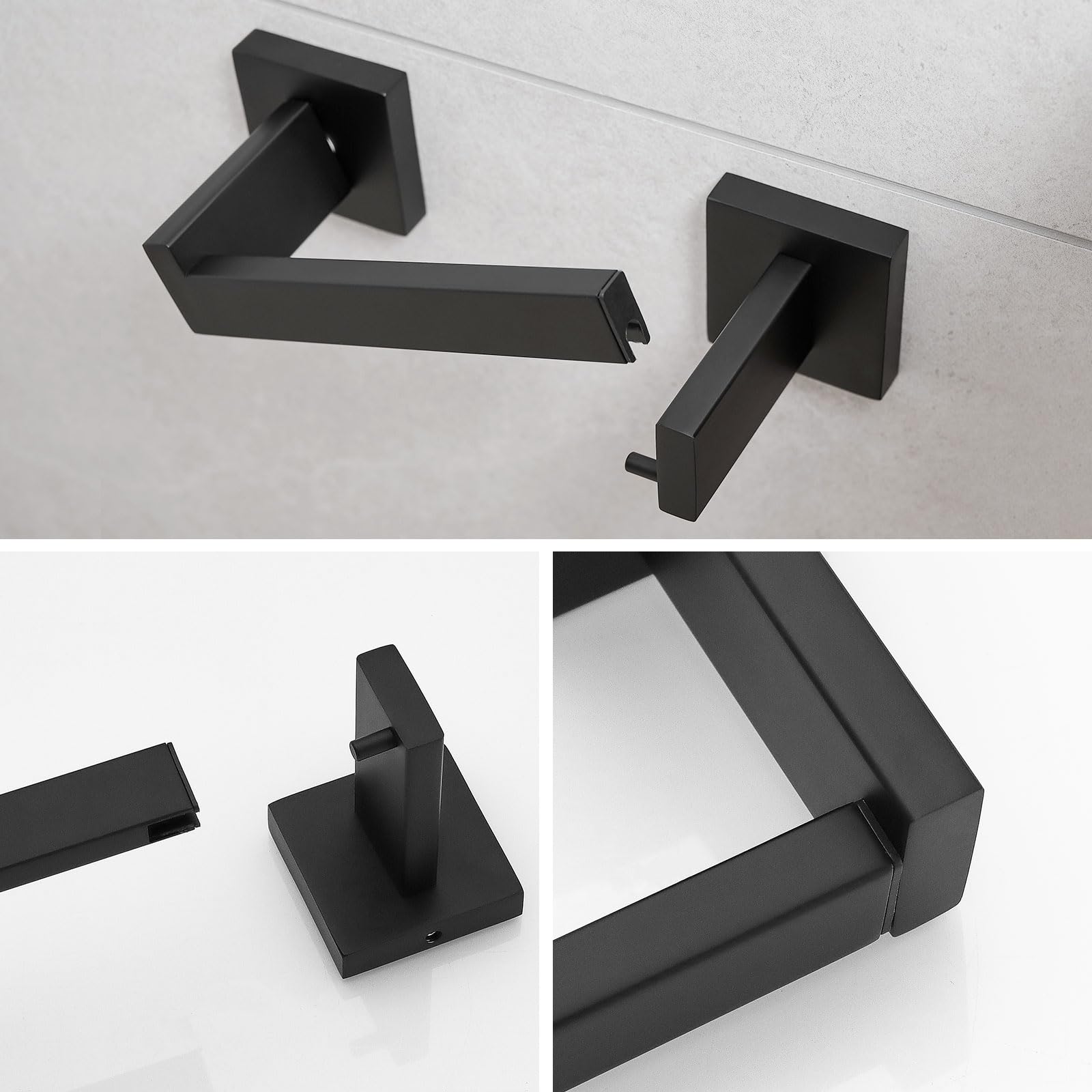 Toilet Paper Holder Wall Mount Matte Black Stainless Steel — Amazon image 6