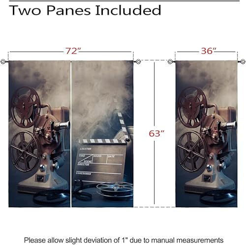Miniatura 3 de Cortinas opacas de cine para niñas y niños, decoración del hogar, cámara retro, cinematografía, película, ojales, aislamiento térmico, cortinas de