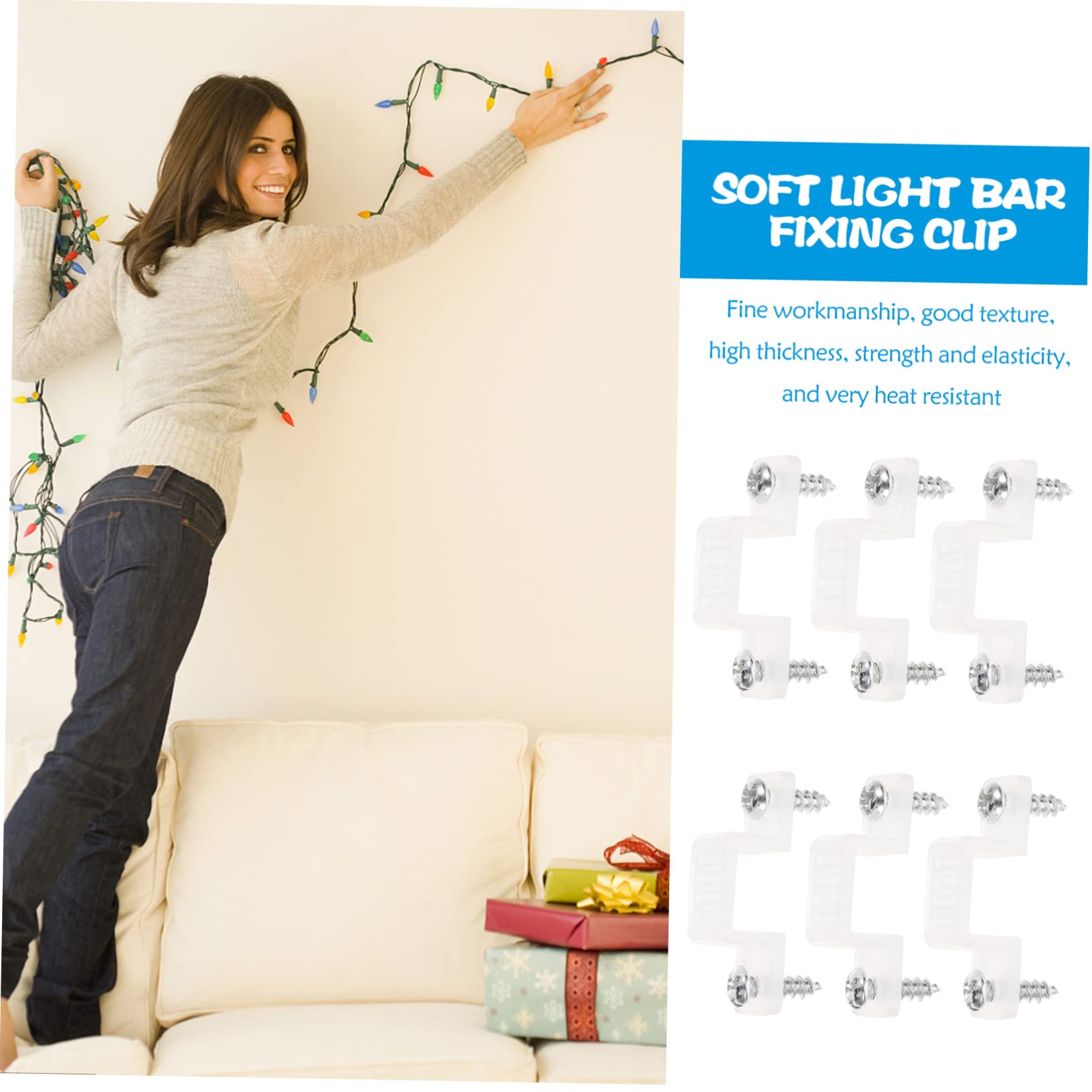 QUMIIRITY Led Light Strip Clips 100pcs 10mm Double-Side Fixing Clips Silicone Led Bracket for Mounting