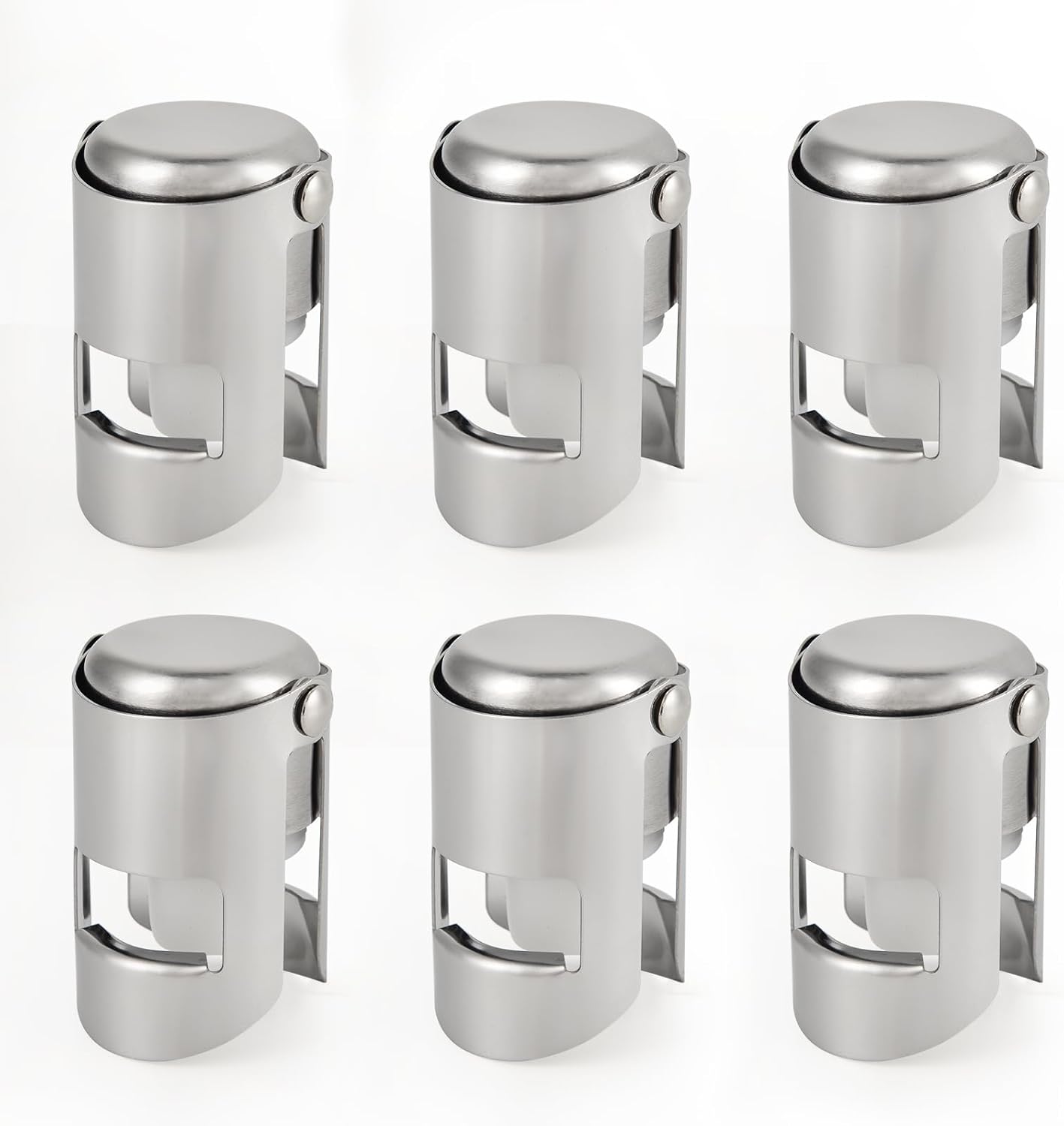 I-MART Pack of 6 Stainless Steel Champagne Stoppers, Prosecco, Sparkling Wine Bottle Stopper, Cork
