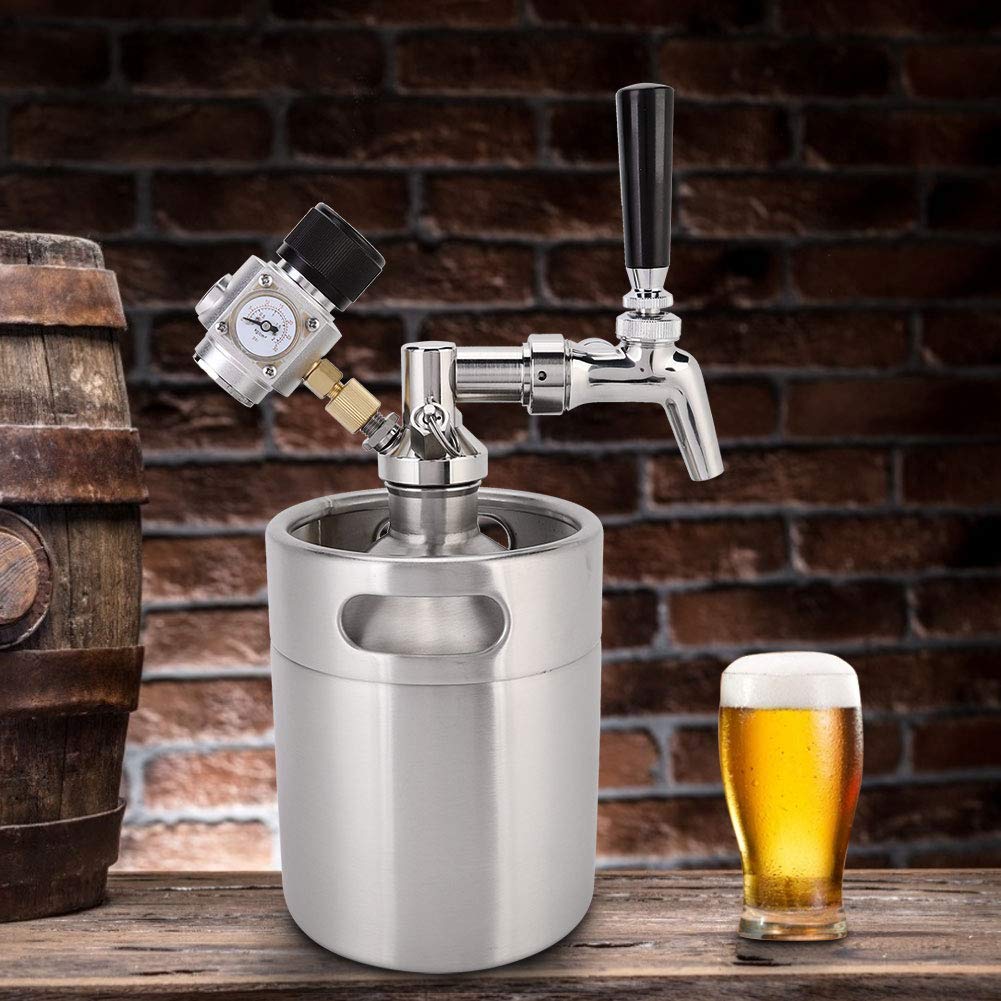 Bewinner Mini Barril De Cerveza 2L De Acero Inoxidable: Sellado Hermético Para Homebrew Y Almacenamiento De Bebidas (Regalo Para Cerveceros)