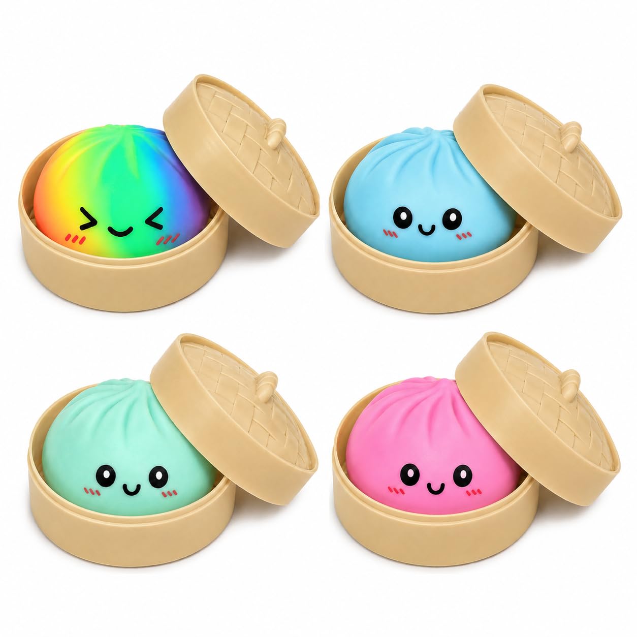 Photo 1 of *** PICTURE FOR REFERENCE ONLY***VANGETIMI 3 Pack Dumpling Squishies with Food Steamer Box,Colorful Squishies Dumpling Stress Relief Balls,Sensory Fidget Squeeze Toys Cute Desk Toy