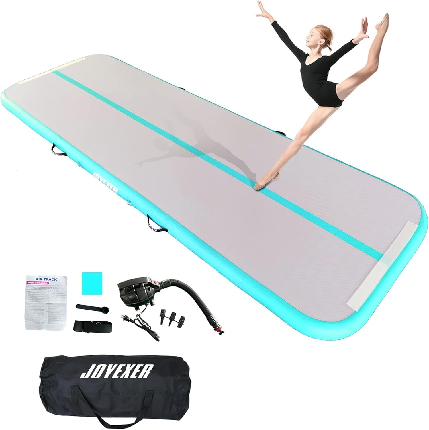 Inflatable Air Gymnastics Mat 10ft Tumbling Training Mat with Carry Bag Electric Pump For Home, Outdoor, Gym, Cheerleading, Yoga, Water Exercise