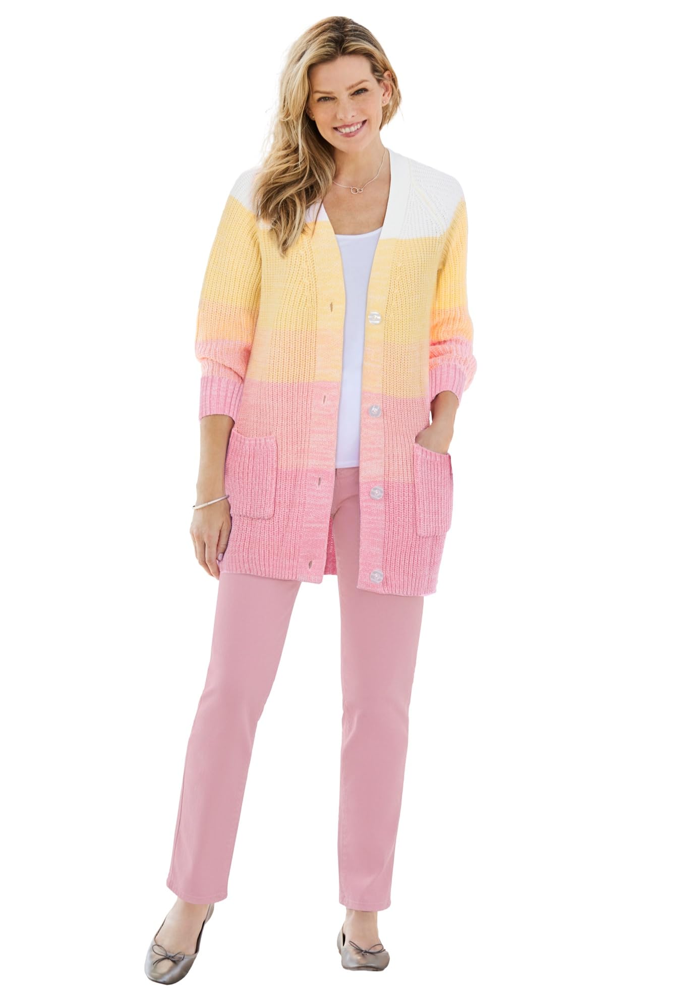 Woman Within Plus Size Ombre Shaker Cardigan