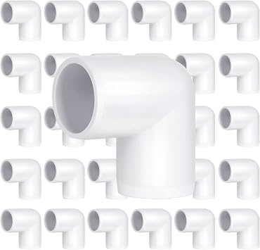 30Pcs 1/2-Inch 2 Way PVC Pipe Fittings 90 Degree 1/2PVC Elbow Furniture Build Grade SCH40 Socket x Socket 1/2PVC Fitting Connectors for DIY PVC Shelf Greenhouse Garden Support Structure