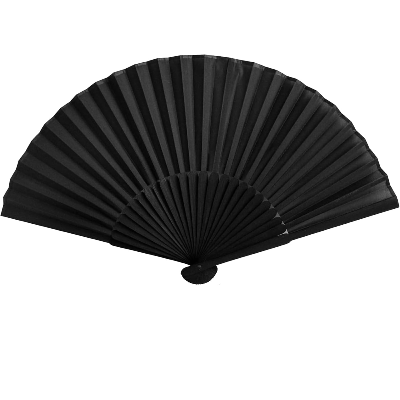 TazweeqTazweeq Silk Folding Fan, Black Folding Hand Classic Style Fan Silk Fabric Bamboo Ribs Hand, Retro Fabric Fans with Case for Women Performance, Dance, Home Decorations, Festival, Gift