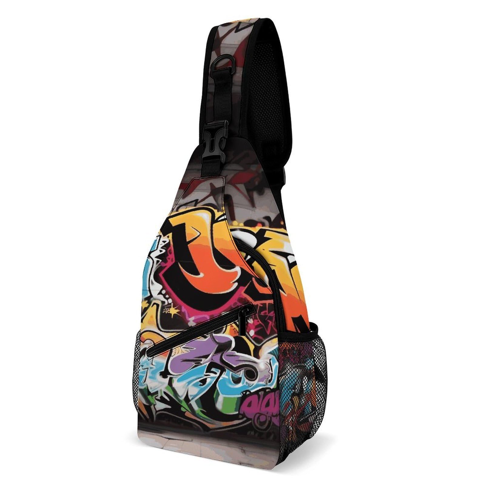 LYDSKGEQ Graffiti Hip Hop Crossbody Sling Bag for Women Men Casual Sling Backpack Travel Chest Bag Lightweight Chest Pack Man Purse Shoulder Bags Side