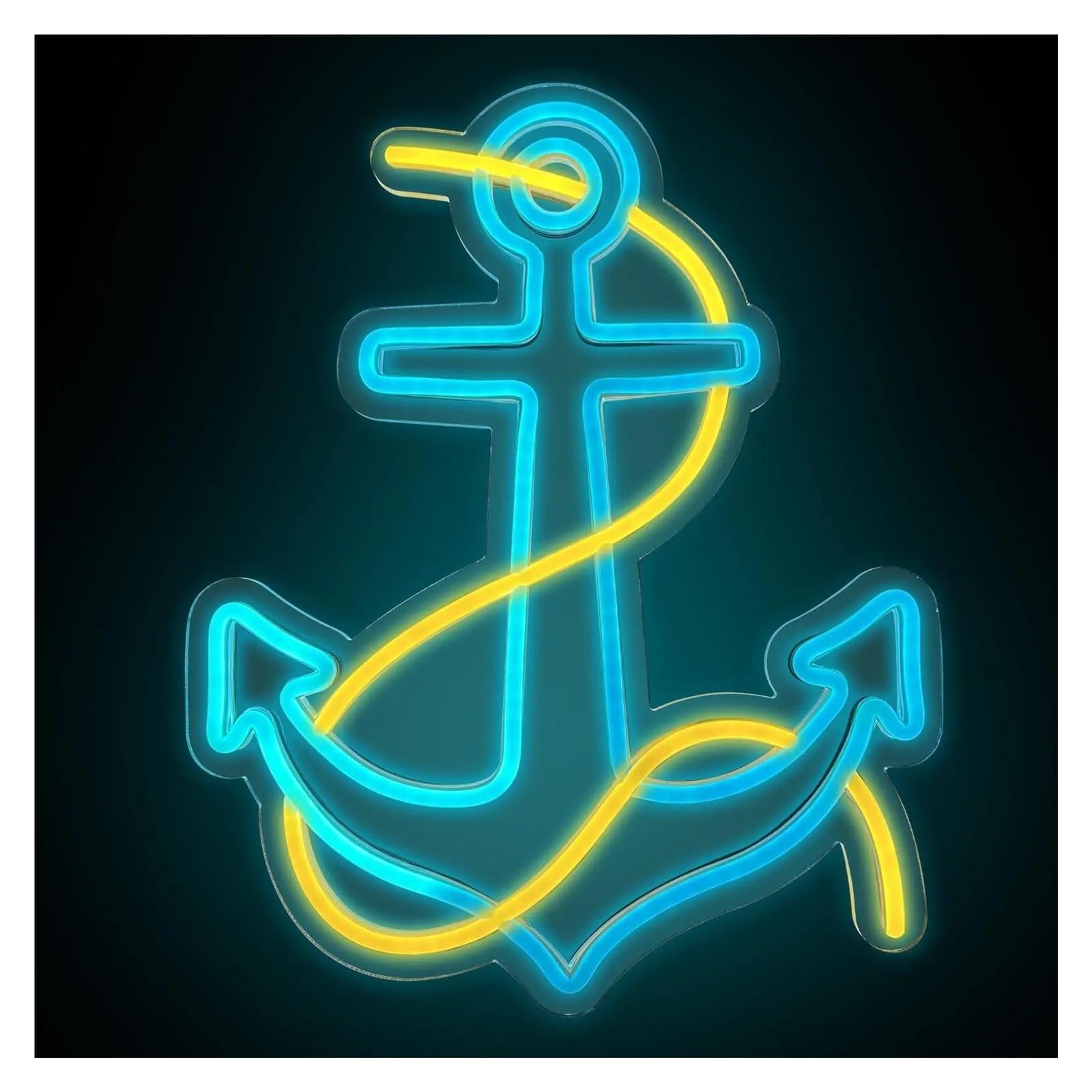 LEMST Sign Lamp Classic Anchor Neon Signs, Nautical Theme Room, Bar, Party Decor 31.75x39.37cm