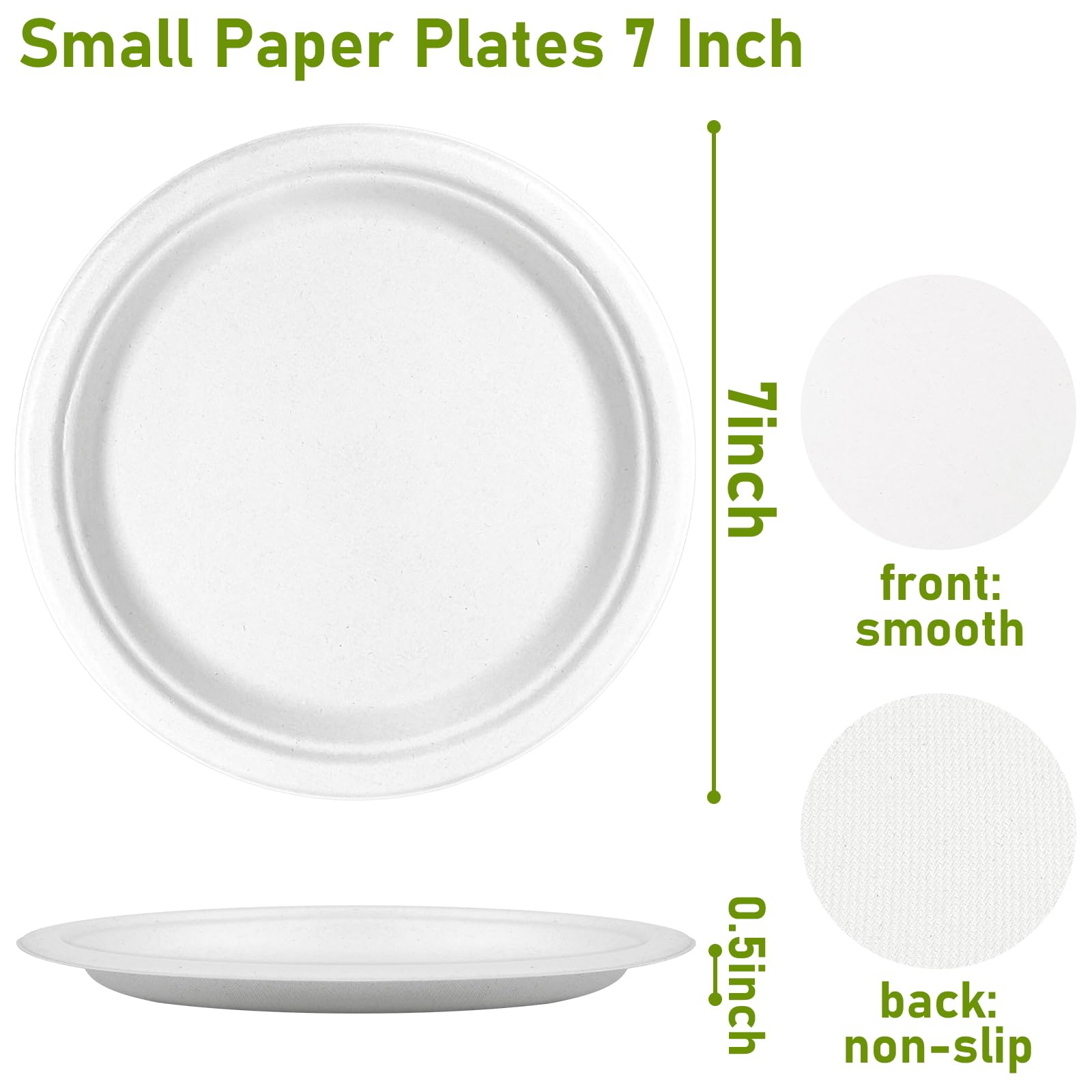 Piatti di carta piccoli, 17,8 cm, confezione da 500 pezzi, resistenti, ecologici, usa e getta, per feste, antipasti, torte, bianchi