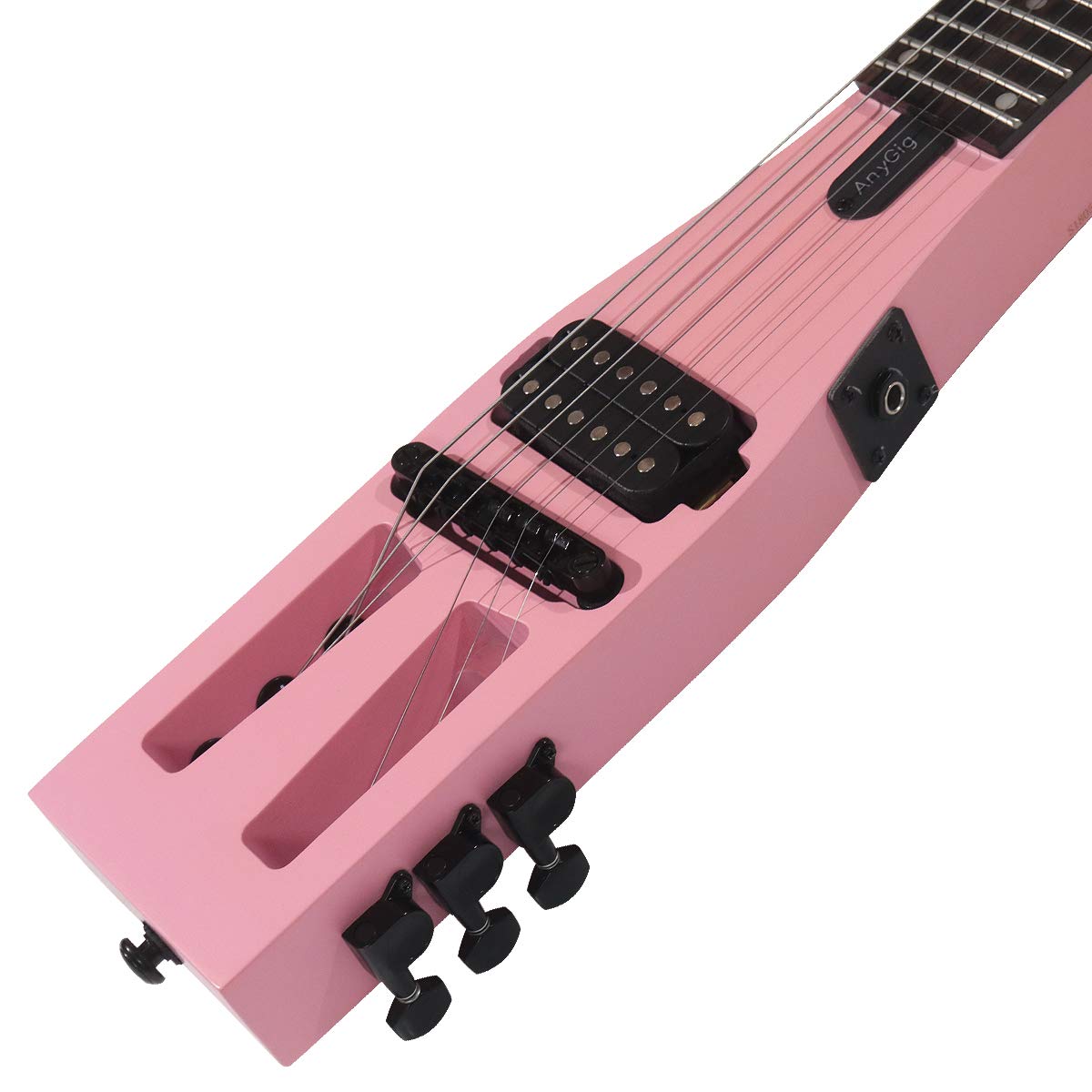 Chitarra elettrica portatile per esercitarsi, da viaggio, 82 cm, 1,6 kg, full-scale da 65 cm, con custodia Gigbag, per destrimani, rosa