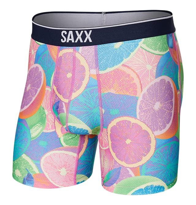 Image of SAXX Men's Underwear – VOLT Breathable Mesh Boxer Briefs with Built-In Pouch Support - Underwear for Men, Solar Citrus, X-Large