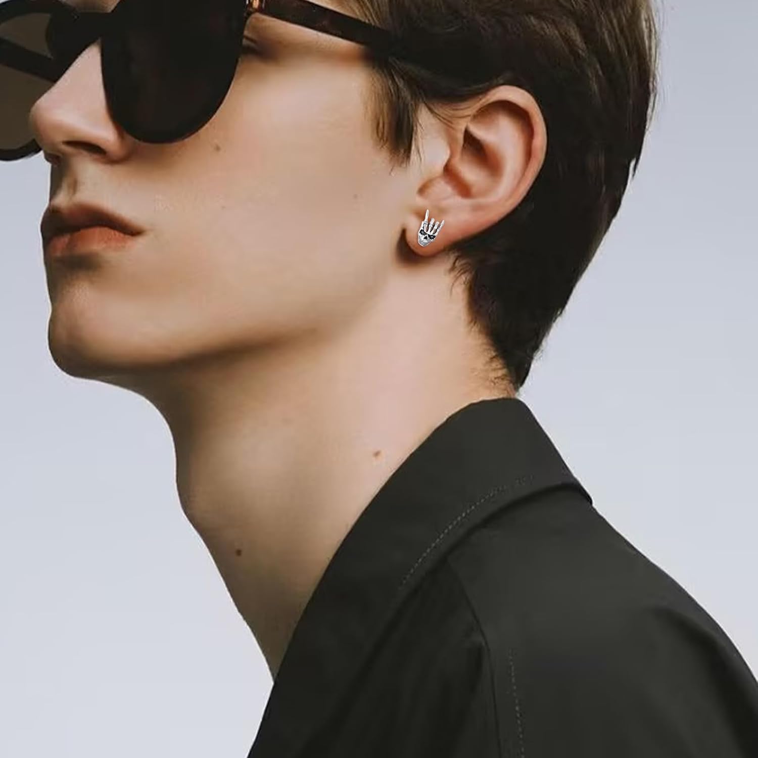 Skull Earrings for Women Men 925 Sterling Silver Skull Stud Earrings Gothic Earrings Halloween Jewelry Gifts for Women Men - Image 4