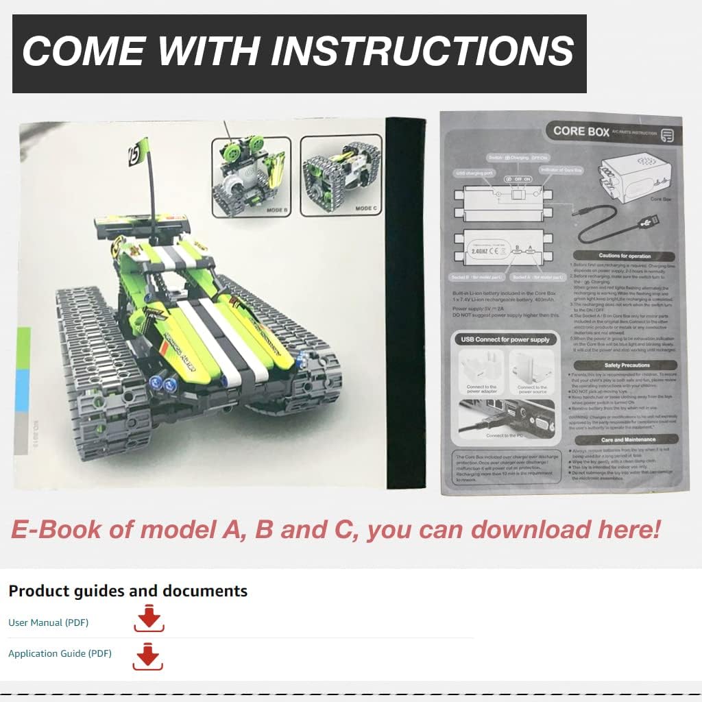 BIRANCO. Remote Control Tracked 3in1 Stunt Racer Building Toy with Power Functions Motor Set for Kids - RC Car Building Kit Gift for Boys, and Girls Ages 8, 9, 10, 11, 12+ Year Old (353 Pcs) Green