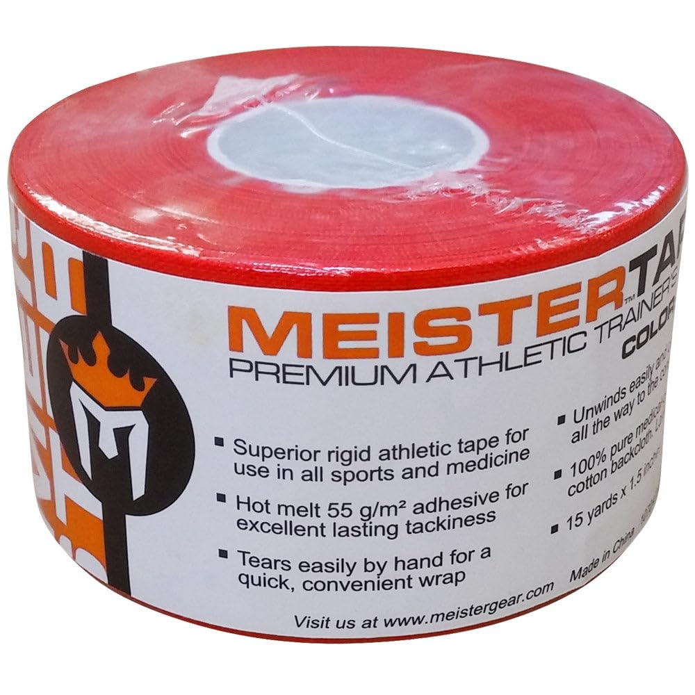 Meister Premium Athletic Zinc Oxide Trainer's Tape for Sports and Medical - 13.7m x 3.8cm - Red - 1 Roll - Image 2