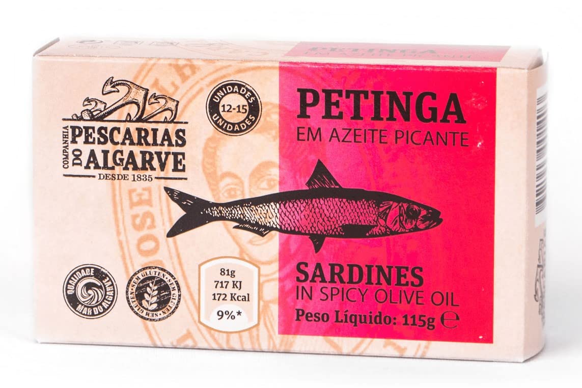 Companhia de Pescarias do Algarve - Sardynki w Pikantnej Oliwie Z Oliwek (Sardines in Spicy Olive Oil) - 120gr (opakowanie 5 puszek)
