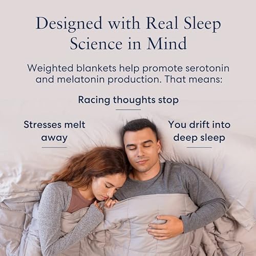Luna [Weighted Blanket Cotton Cooling] Breathable 100% Oeko-Tex Premium Quality | Calming & Cool All Seasons Weighted Blankets For Adults [15Lbs - Queen - 60" X 80"] [Dark Grey] #TOP2