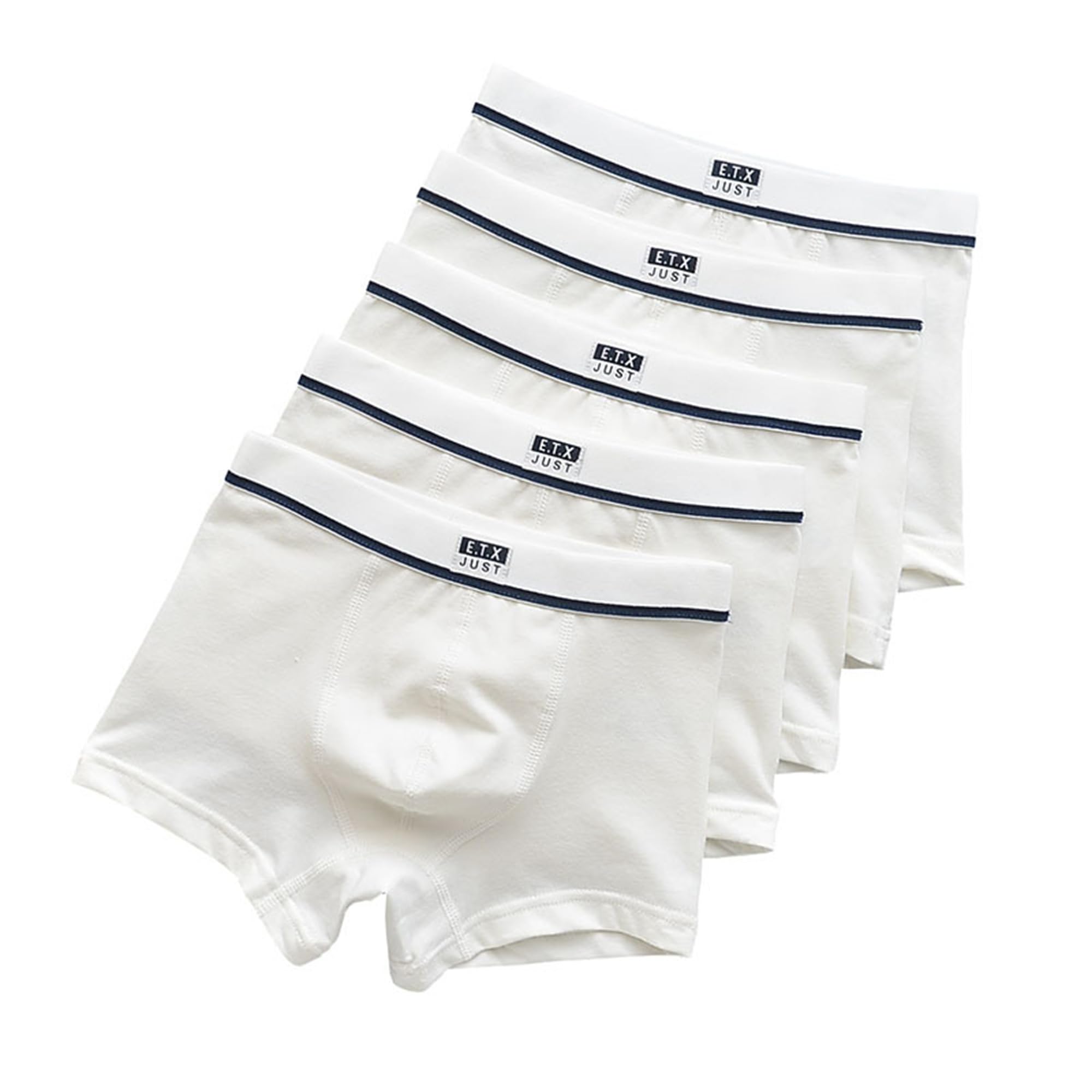 Boys Boxer Briefs Breathable and Soft, 5-Pack, 95% Cotton + 5% Spandex, White,for Boys 2-16years