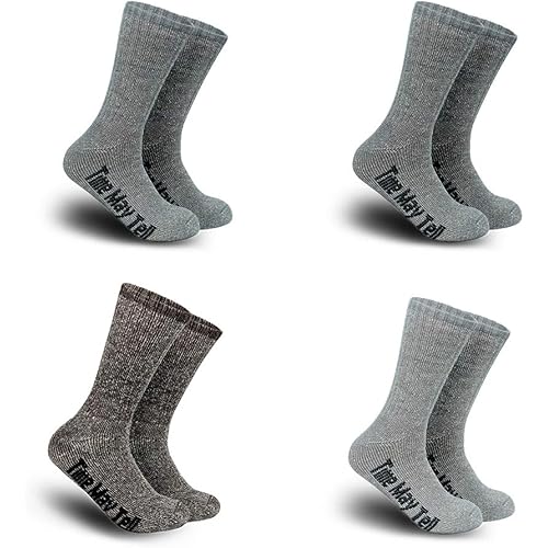 Time May Tell Mens Merino Wool Hiking Cushion Socks Pack (2/4 Pair ,6-13 Size)