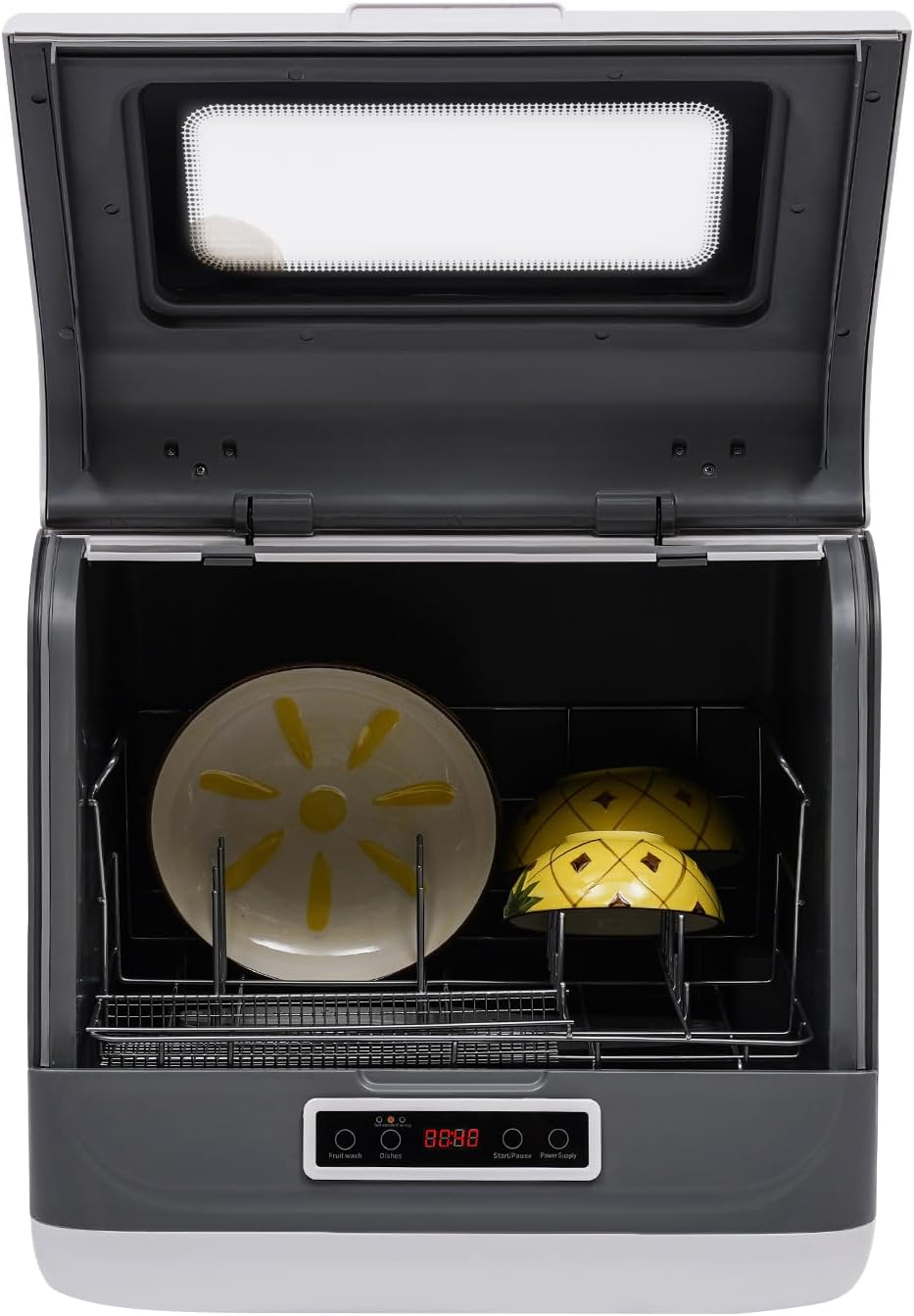 Large Capacity Compact Countertop Dishwasher, 3 Washing Programs & Drying, Portable Mini Dishwasher for Apartment, RV, Camper, Home Kitchen 1200W 110V-White