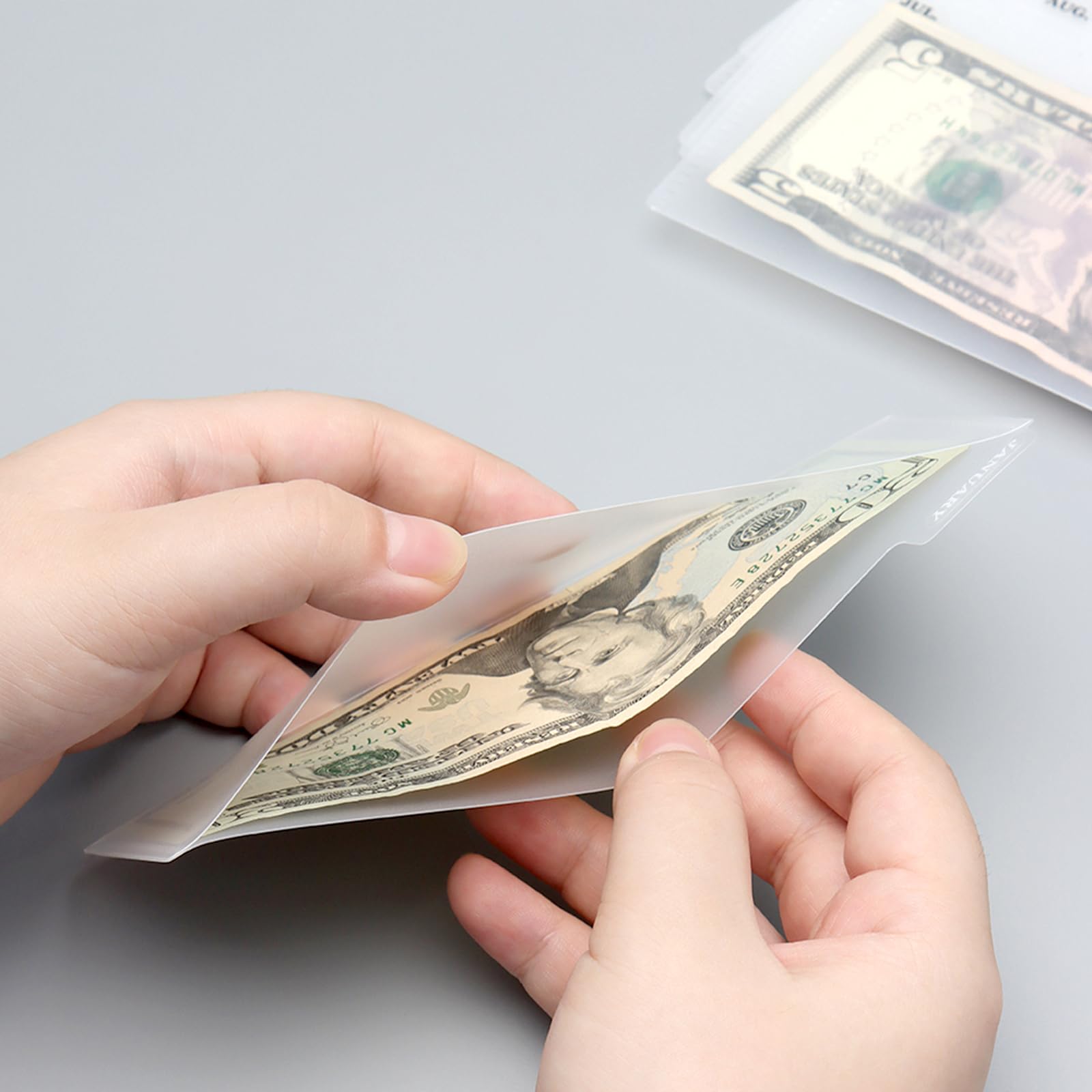Portafoglio con buste per contanti, portafoglio trasparente per budget, 6 divisori per soldi con tasche e 2 adesivi per etichette, set per banconote, ricevute e contanti (arcobaleno)