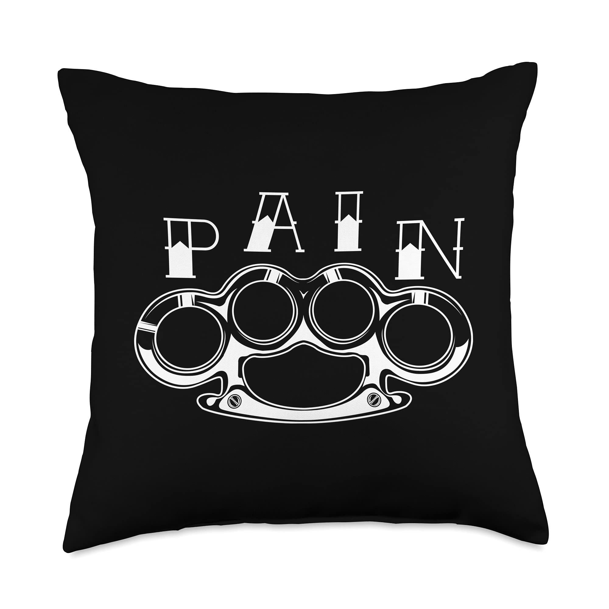 Brass Knuckles Hardcore Pain Apparel Brass Knuckles Bring The Pain Tattoo Art Throw Pillow, 18x18, M