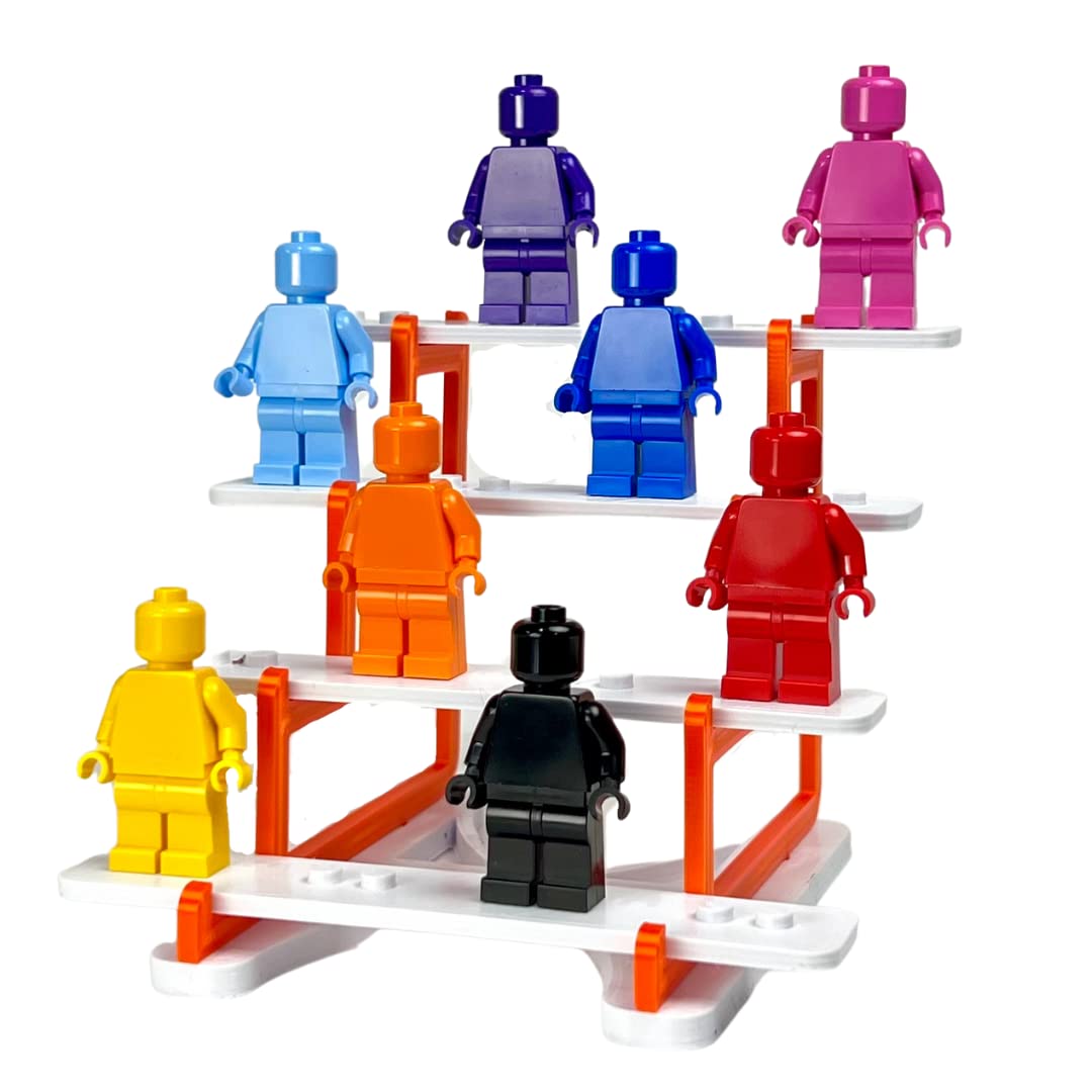 Minifigure Display Stand for Lego Star Wars at-TE Walker 75337, Collectible Army Display, Compatible with Commander Cody Phase 2 and 212th Legion Troopers, Shiny Orange and White Display