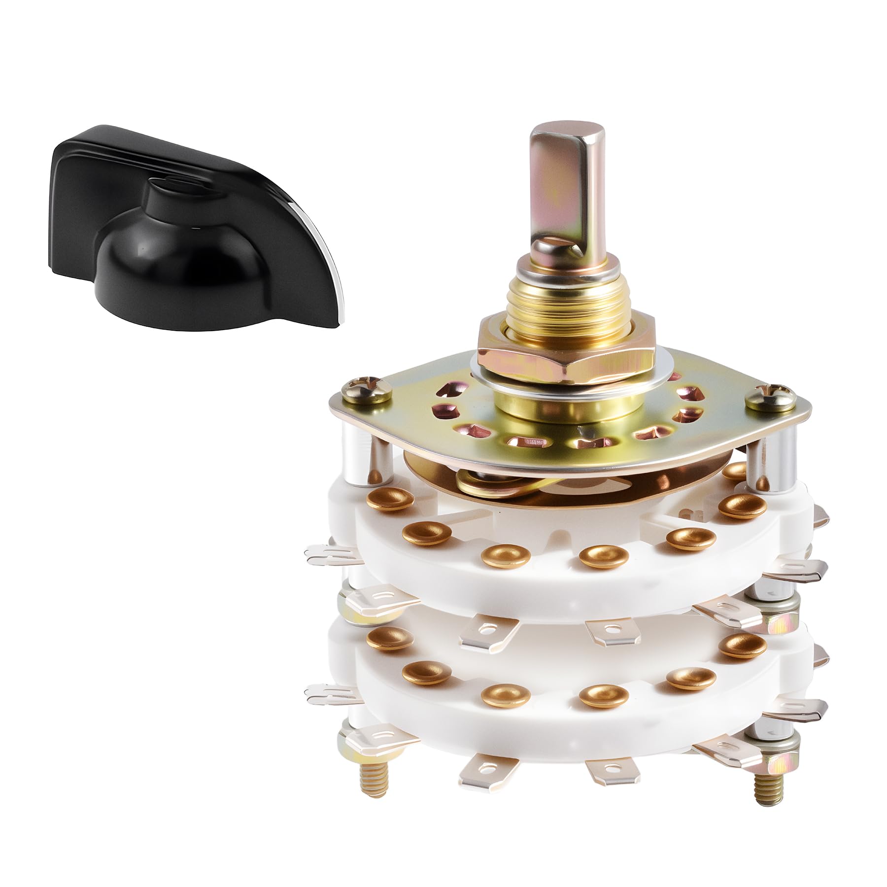KCZ Rotary Band Switch 2P11T 2 Pole 11 Position Band Channel Rotary Selector Switches 2 Deck Waveband switches with Knob for TV, Radio, Electronic Device