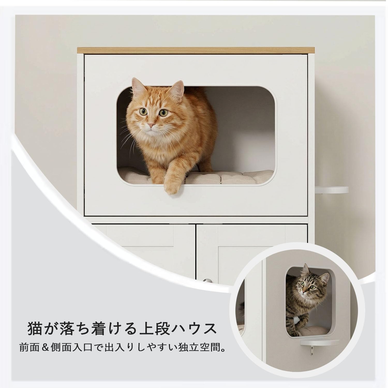 Amazon | YOI LIFE 猫キャビネット 幅55cm 木製 猫用品 収納家具 爪