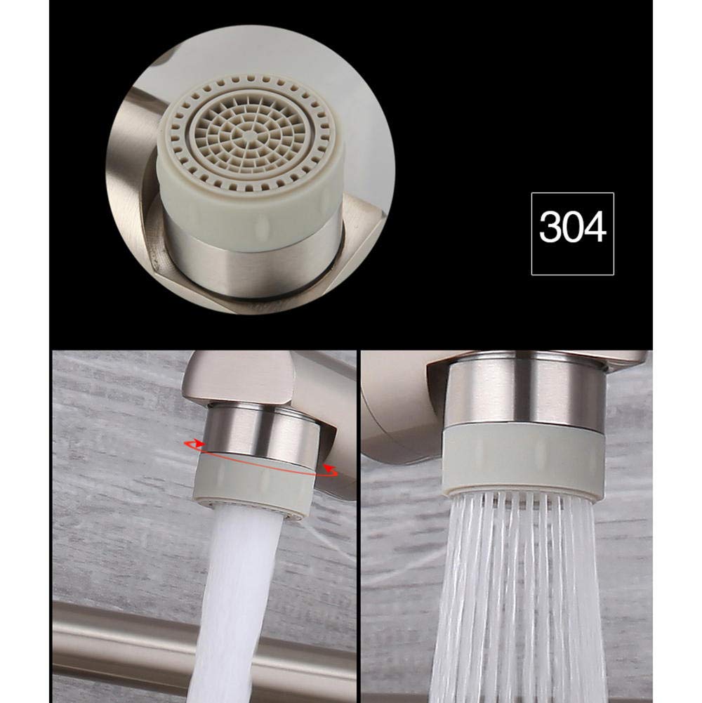 Wasserhahn Küche Wandarmatur Küchenarmatur Wand, Faltbar Wandmontage Mischbatterie für Küche Spültischarmatur, Kalt Und Warmwasser mit Spritzpistole 2-Wege Auslauf, Spüle Kupfer-Chrome