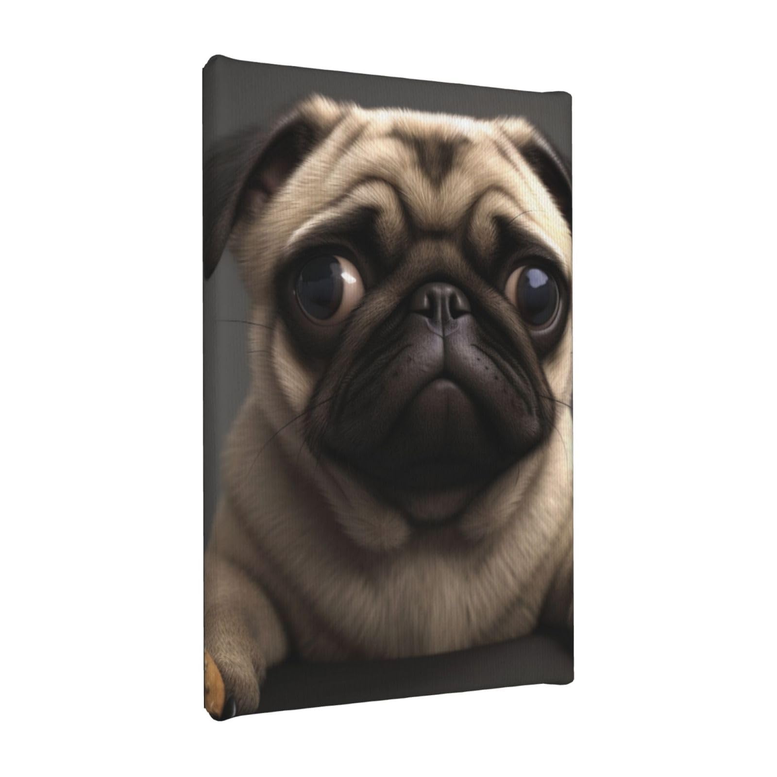YKLJG Cute Pretty Pug Dog Printed Wall Art Canvas Painting 20x30 CM Wooden Framed Picture Painting Artwork Prints for Bedroom Kitchen Home Office Decor