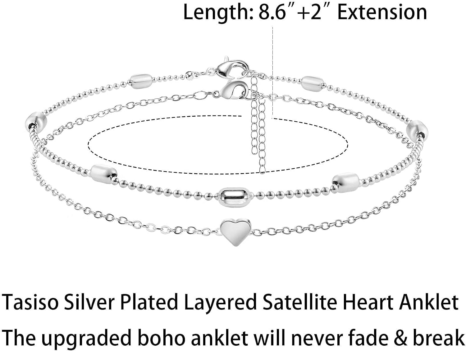 MIDEEO Gold/Silver Ankle Bracelets for Women,14K Gold Anklets for Women Waterproof Cuban Link Heart Beads Herringbone Rhinestone Anklets Set Layered Anklet Bracelets for Women Gold Jewelry Gift
