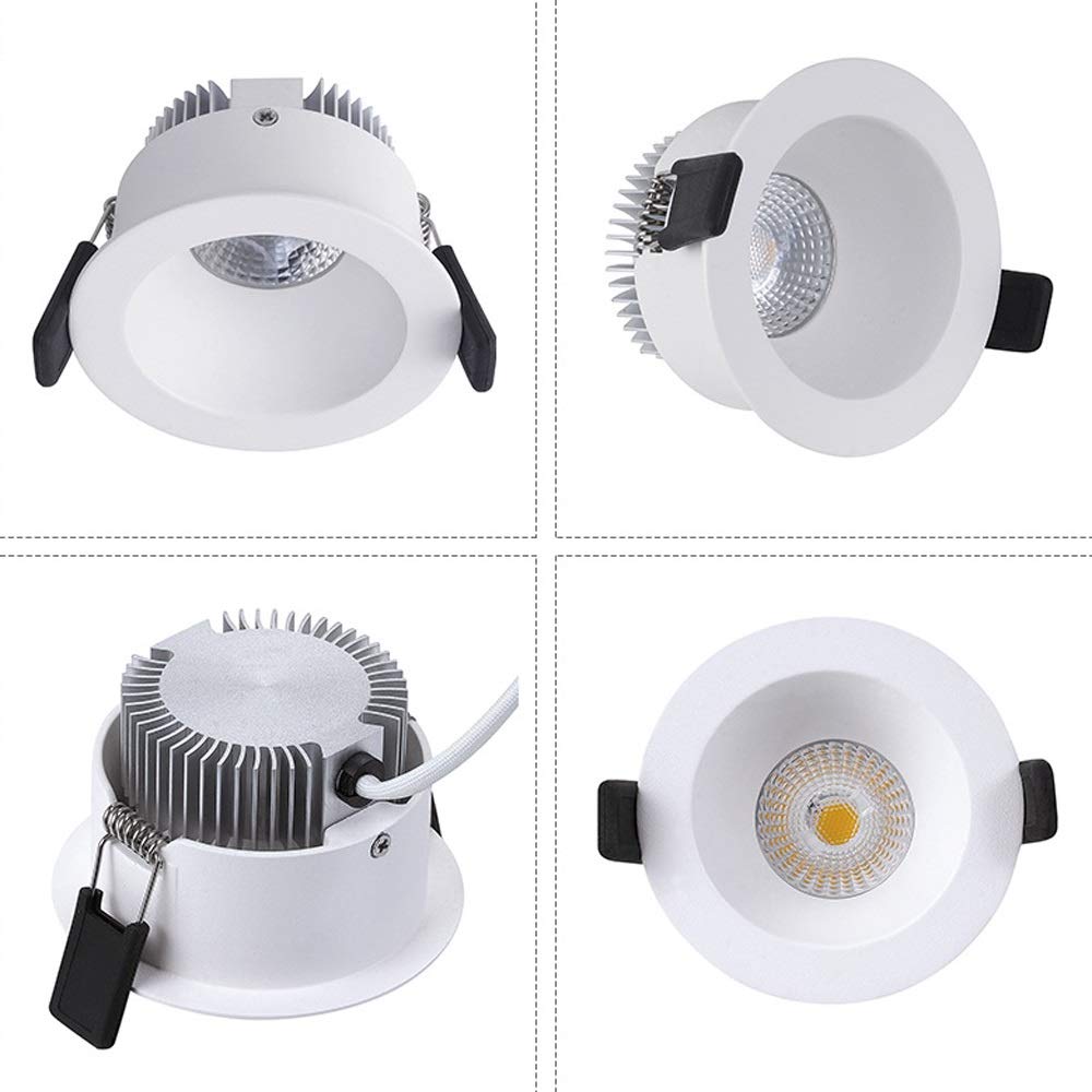 Foco de Techo LED Blanco antideslumbrante de Perfil bajo de 8 W, CRI 80, Empotrado para porches y sótanos.