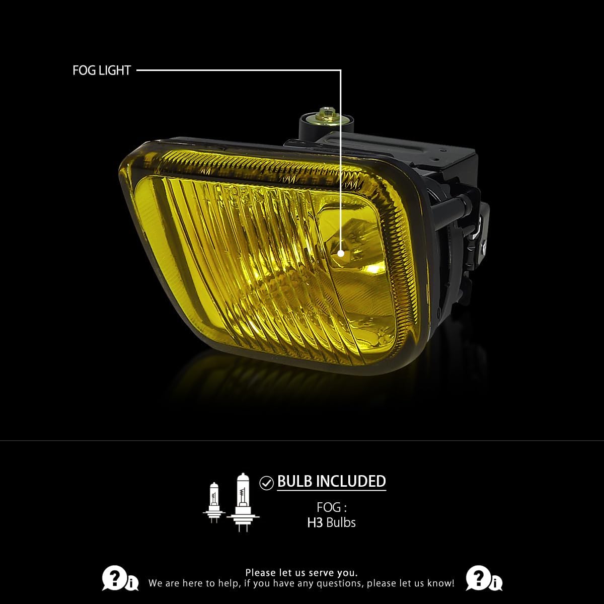 AUTOZENSATION Compatible with 1996-1998 Honda Civic Yellow Lens Fog Lights + H3 Bulbs + Switch Included L+R Pair