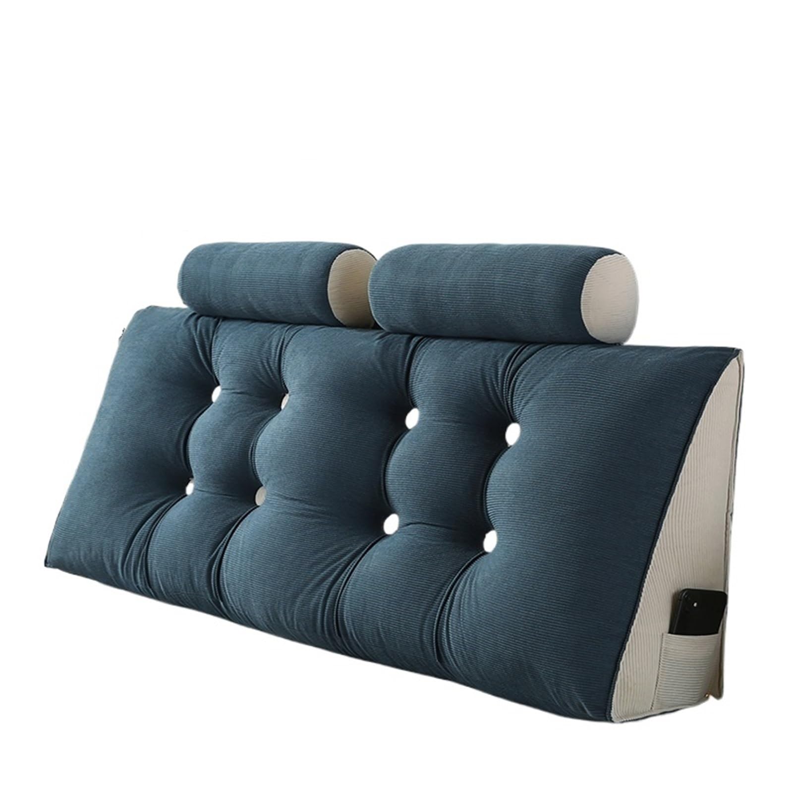 JANXELNOVA Triangular Reading Pillow with Lumbar Support - Large Wedge Bolster Backrest for Bed, Sofa, Daybed, Tatami, Double Bed Headboard Cushion(Blue,50x150cm)